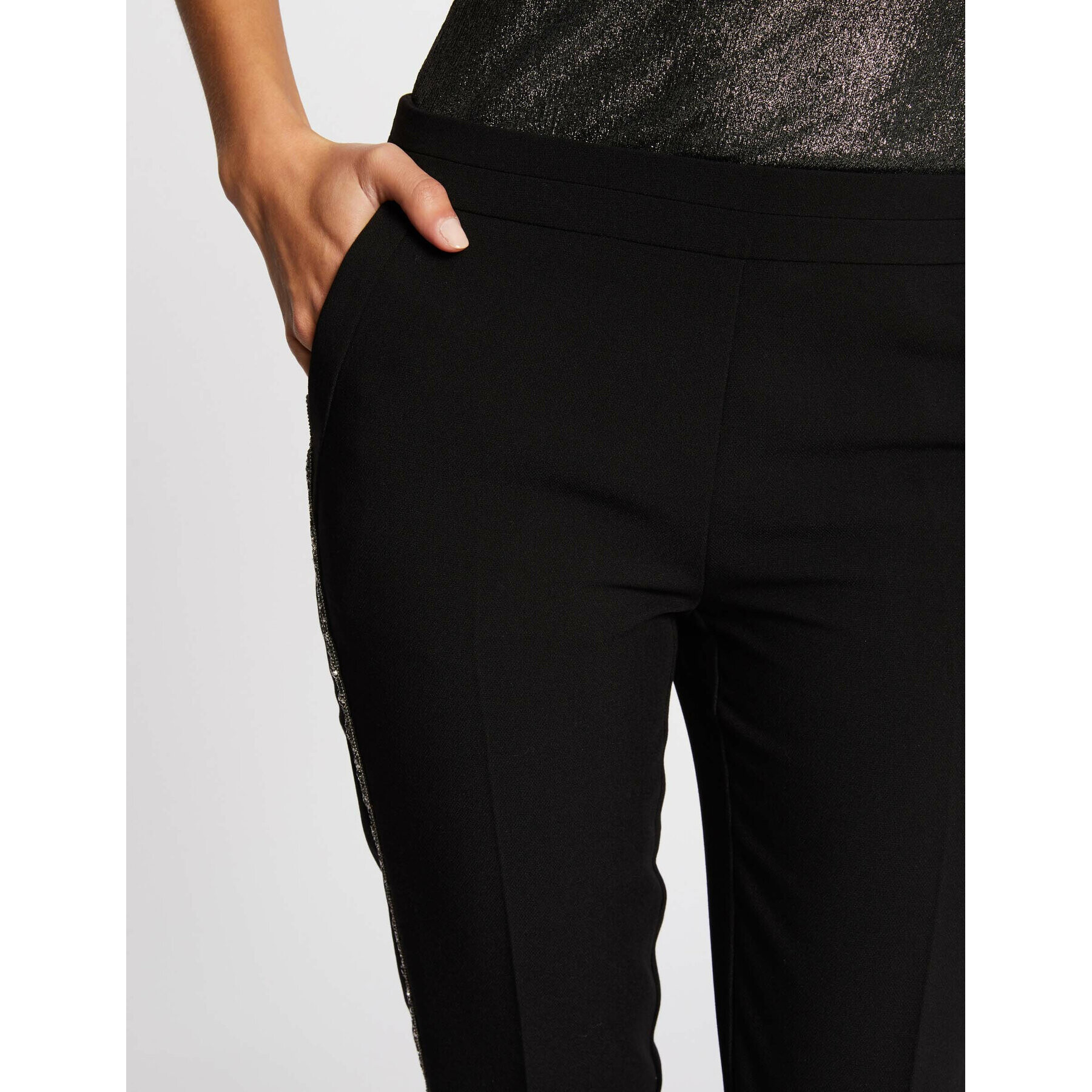 Morgan Pantaloni din material 212-PVELTA.F Negru Slim Fit - Pled.ro