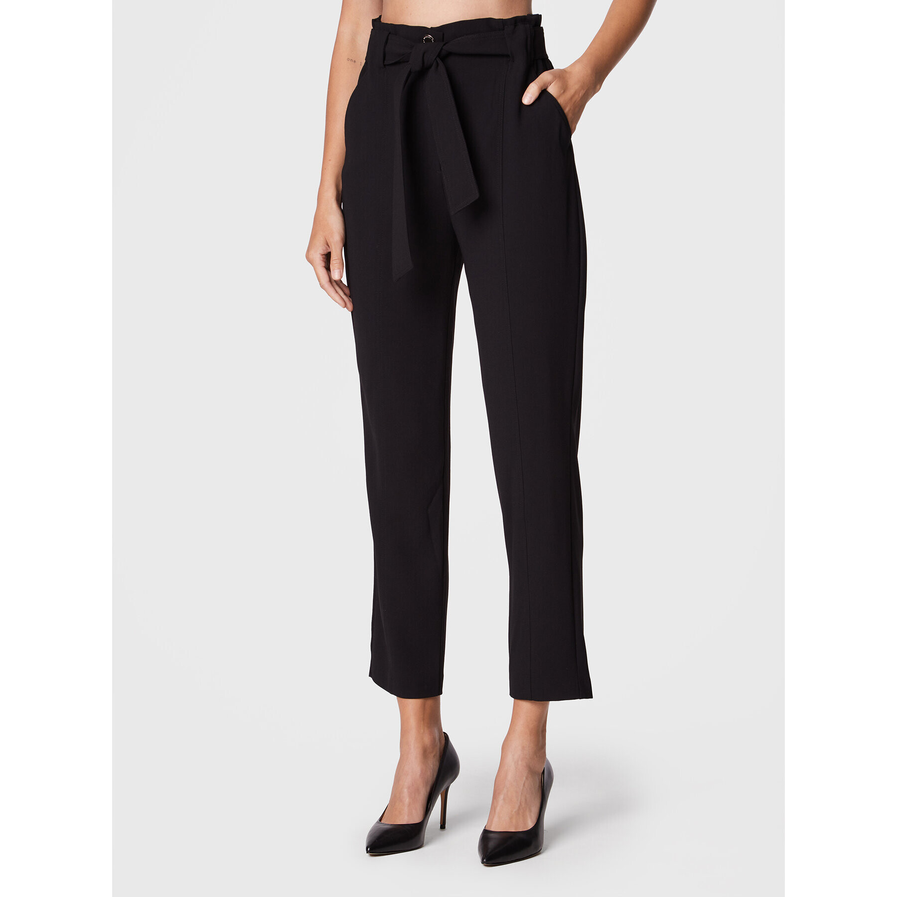 Morgan Pantaloni din material 222-PIPOU.F Negru Regular Fit - Pled.ro