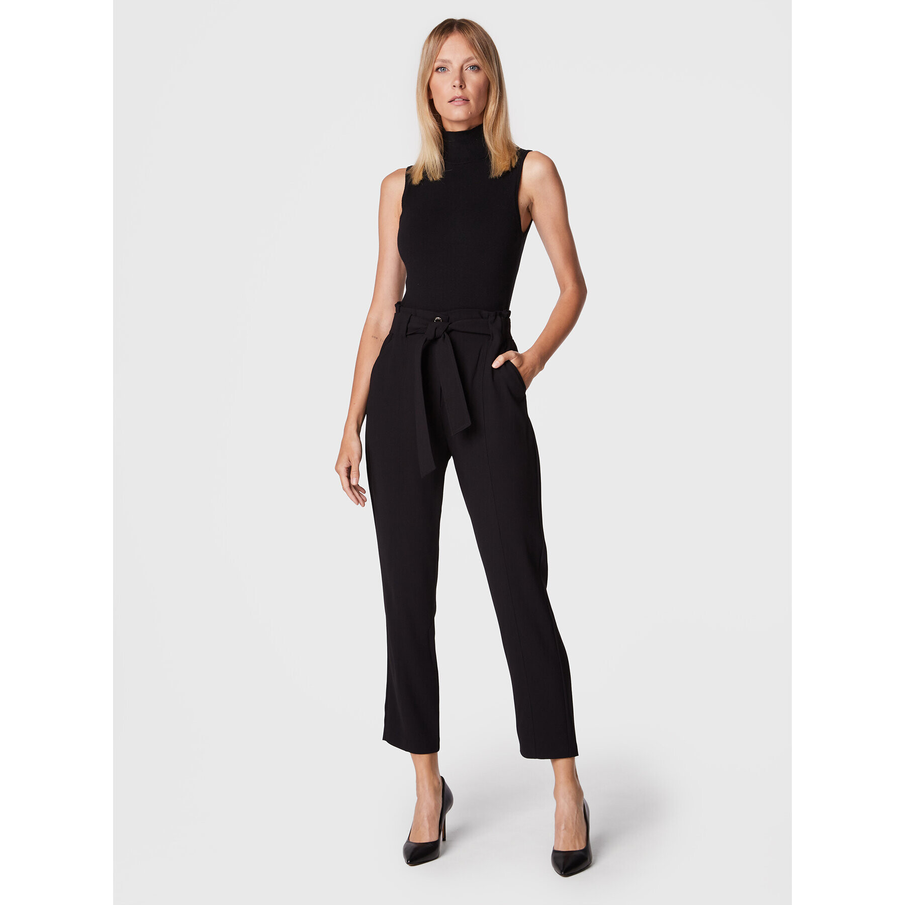 Morgan Pantaloni din material 222-PIPOU.F Negru Regular Fit - Pled.ro