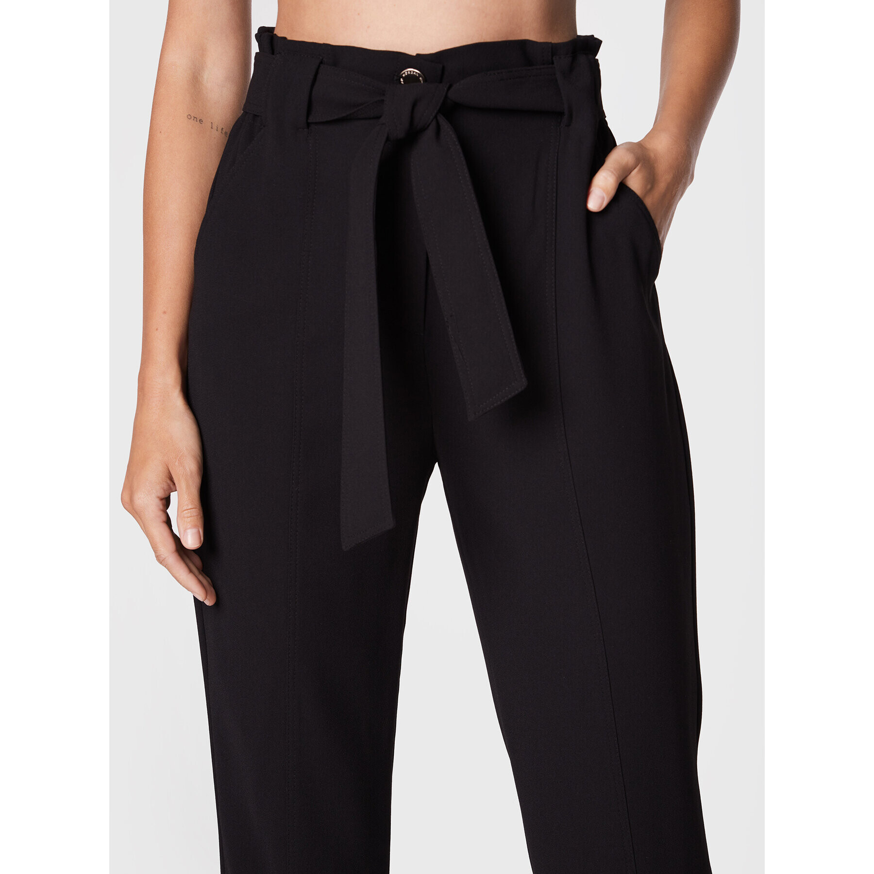 Morgan Pantaloni din material 222-PIPOU.F Negru Regular Fit - Pled.ro