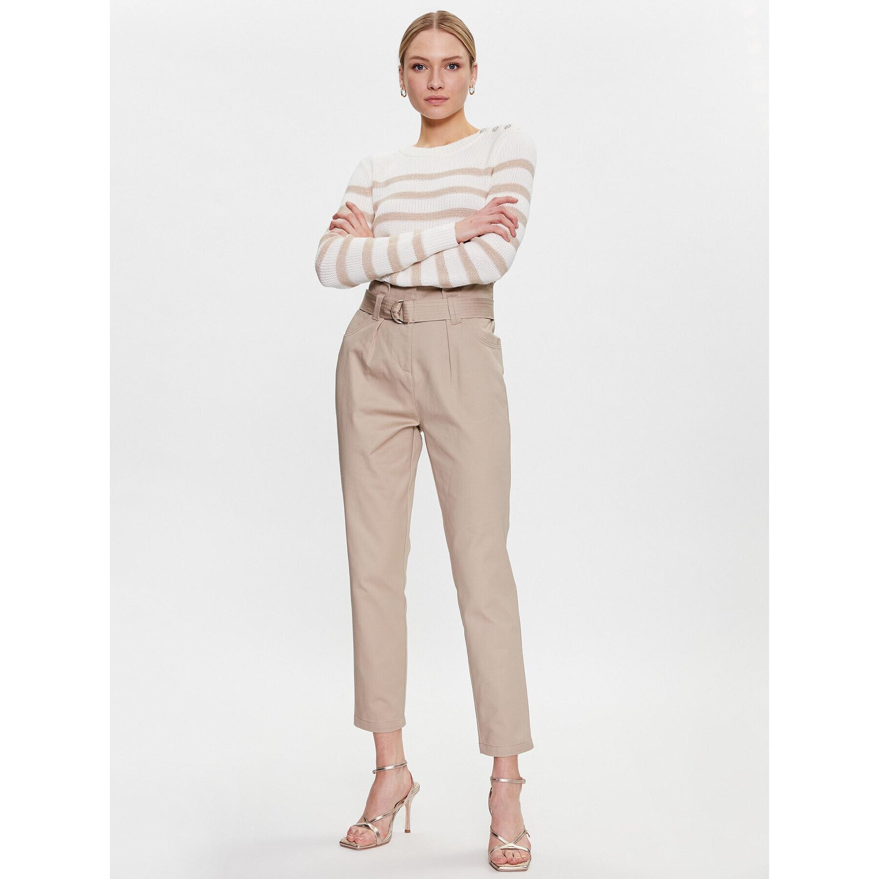 Morgan Pantaloni din material 231-PMEKO Bej Regular Fit - Pled.ro