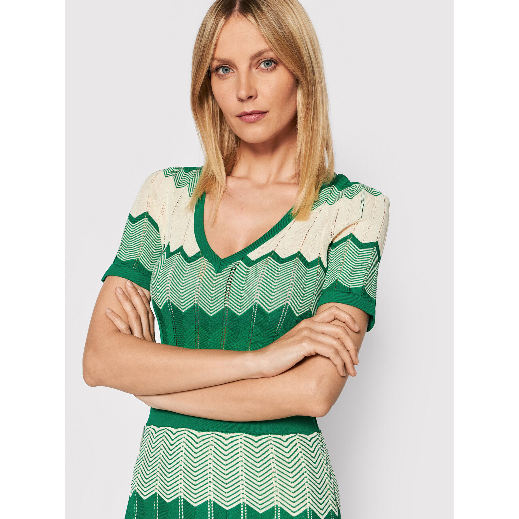 Morgan Rochie tricotată 221-RMRAY Verde Slim Fit - Pled.ro