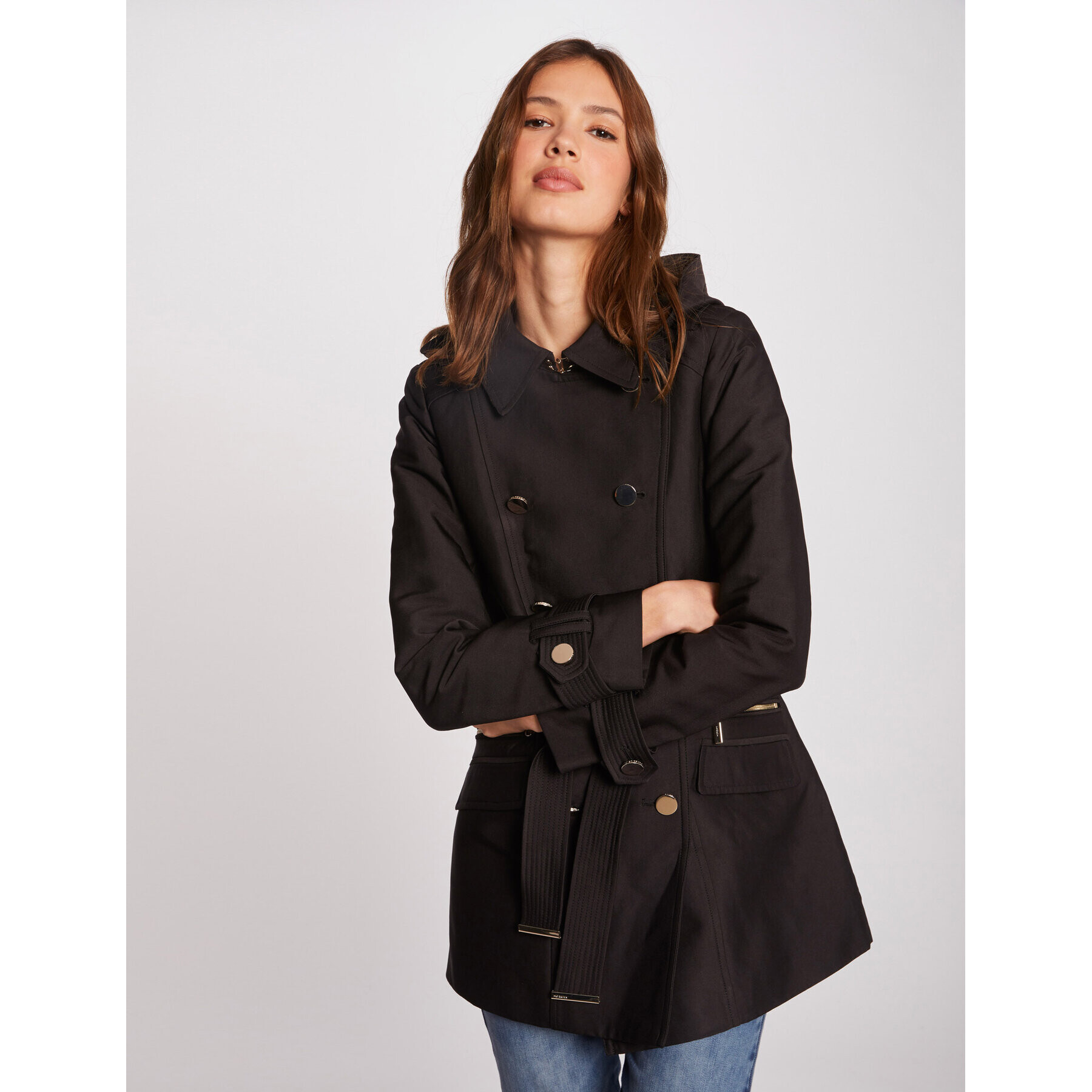 Morgan Trench 212-GIZA Negru Regular Fit - Pled.ro