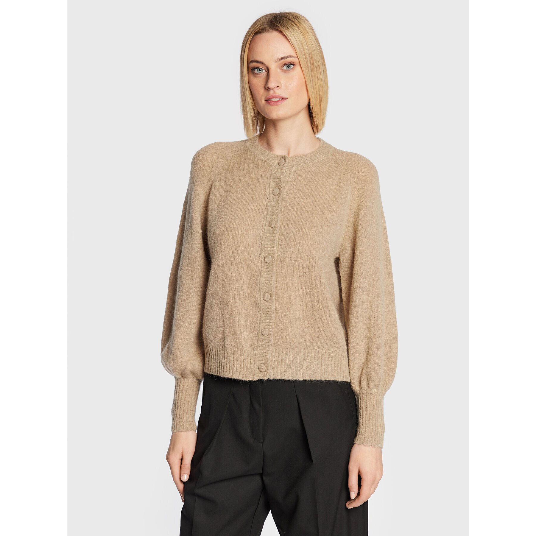 Moss Copenhagen Cardigan Maimee 17225 Bej Regular Fit - Pled.ro