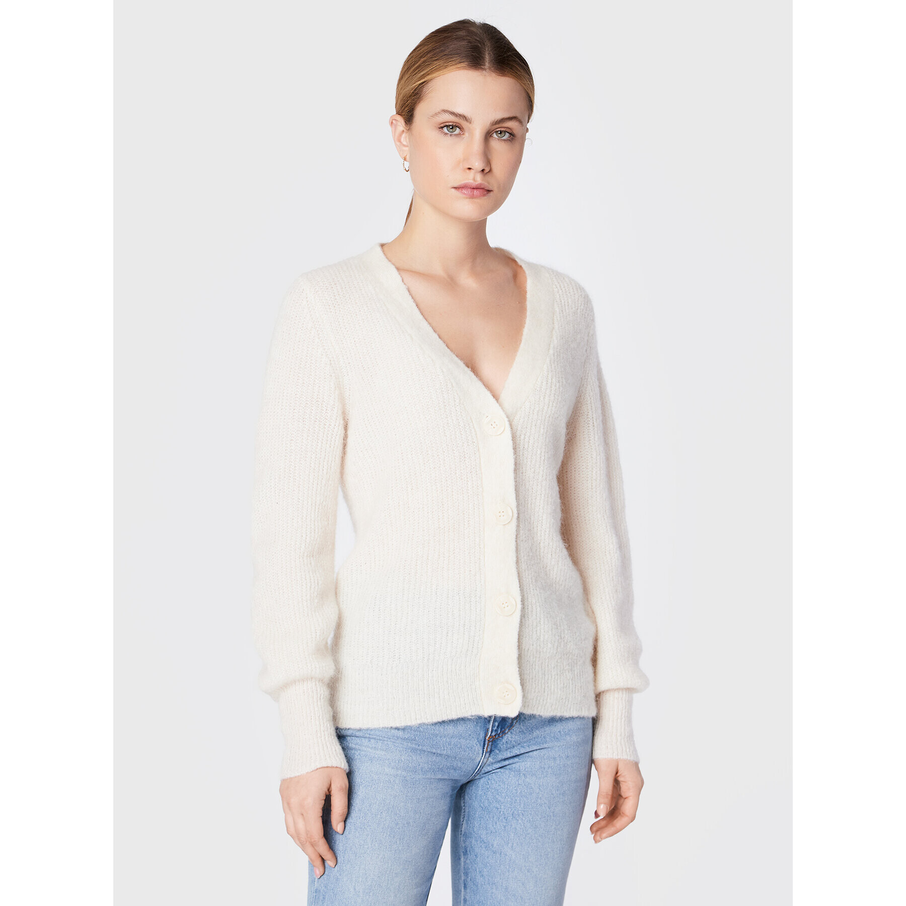 Moss Copenhagen Cardigan Sabella 15272 Écru Relaxed Fit - Pled.ro