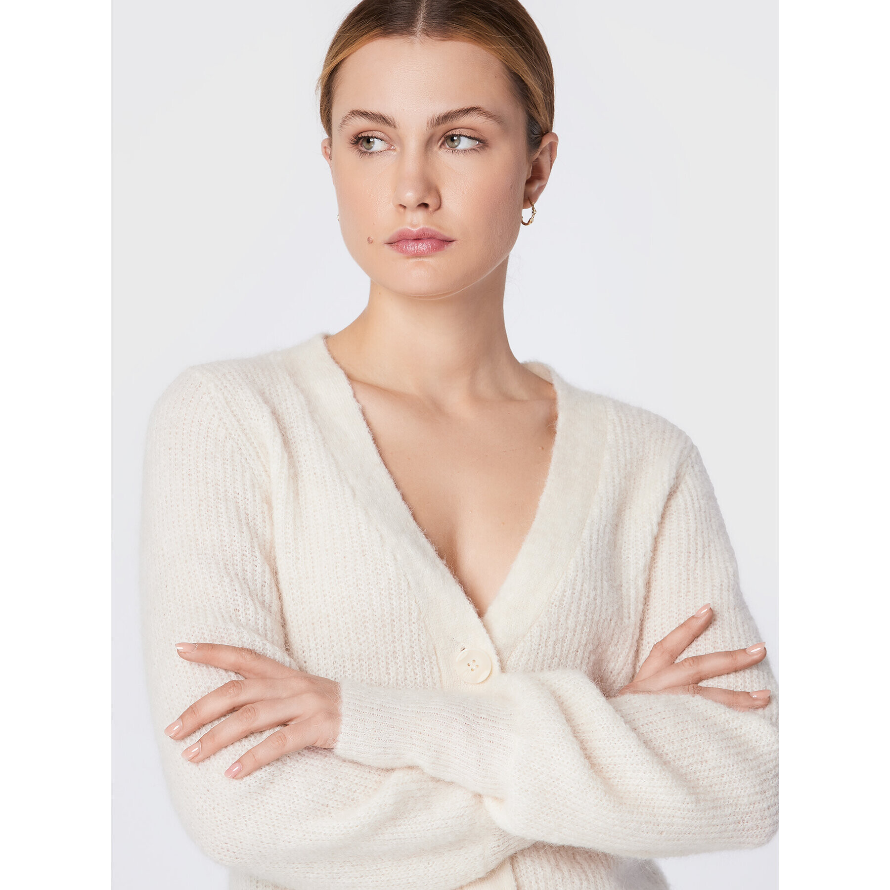 Moss Copenhagen Cardigan Sabella 15272 Écru Relaxed Fit - Pled.ro