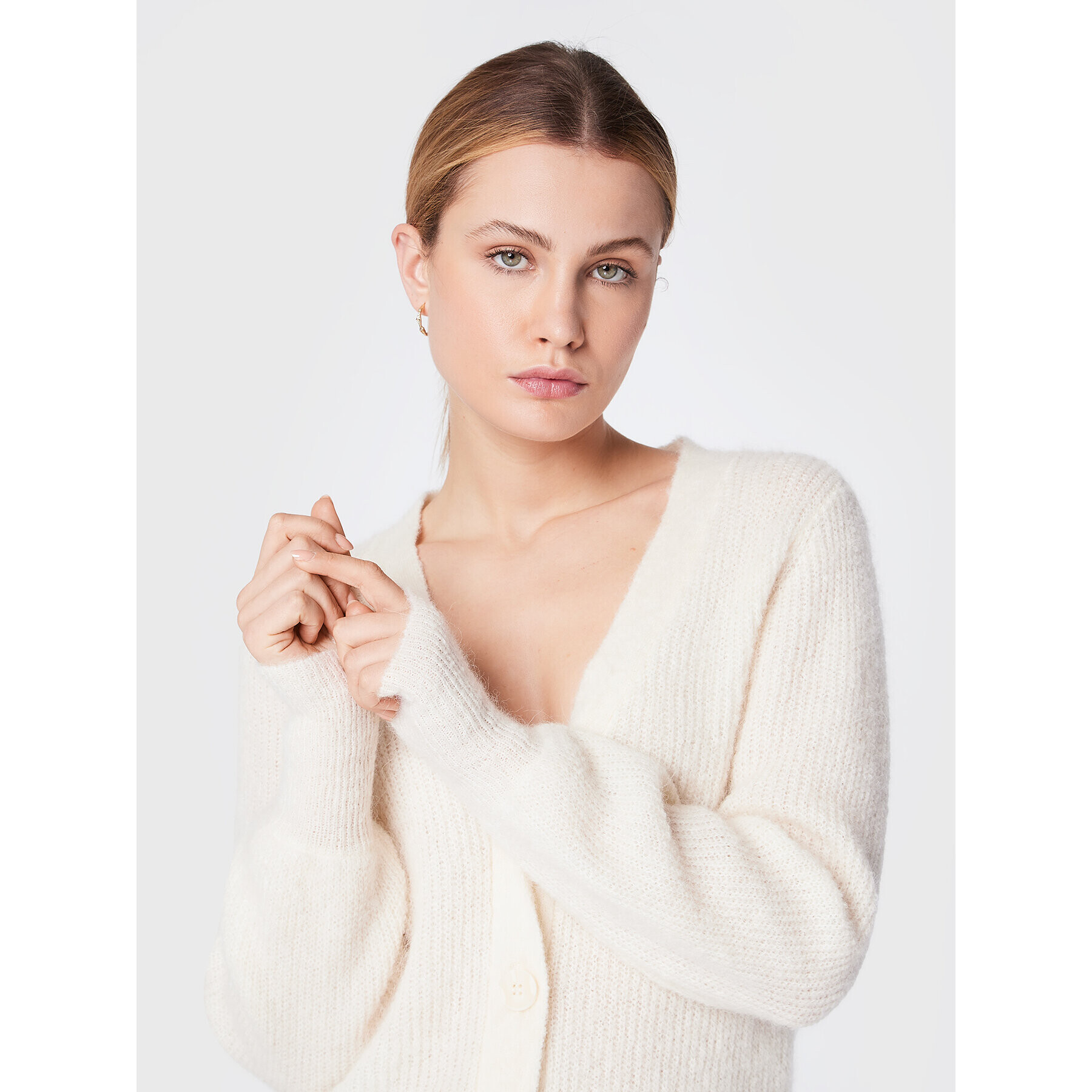 Moss Copenhagen Cardigan Sabella 15272 Écru Relaxed Fit - Pled.ro