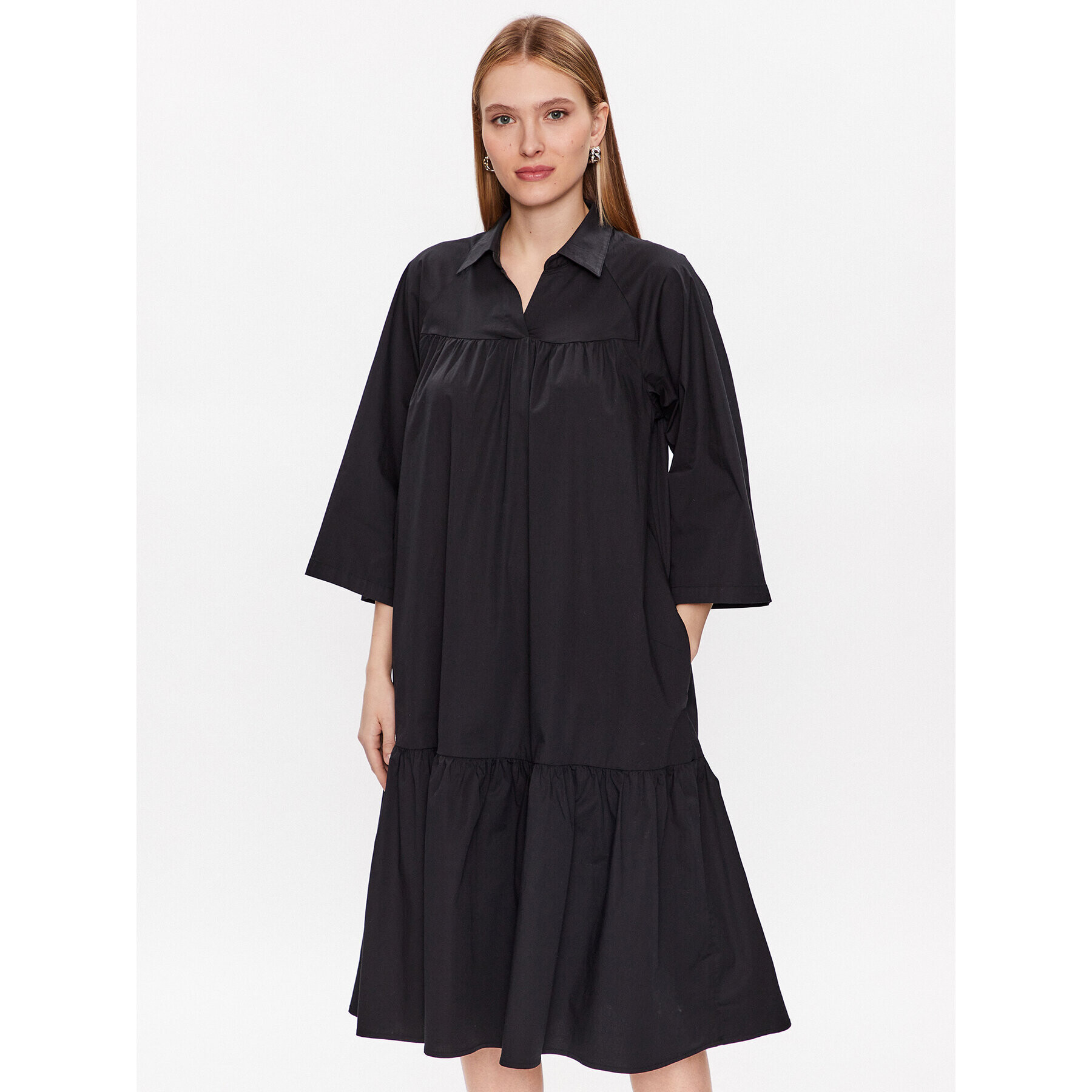 Moss Copenhagen Rochie tip cămașă Danaya 17266 Negru Regular Fit - Pled.ro