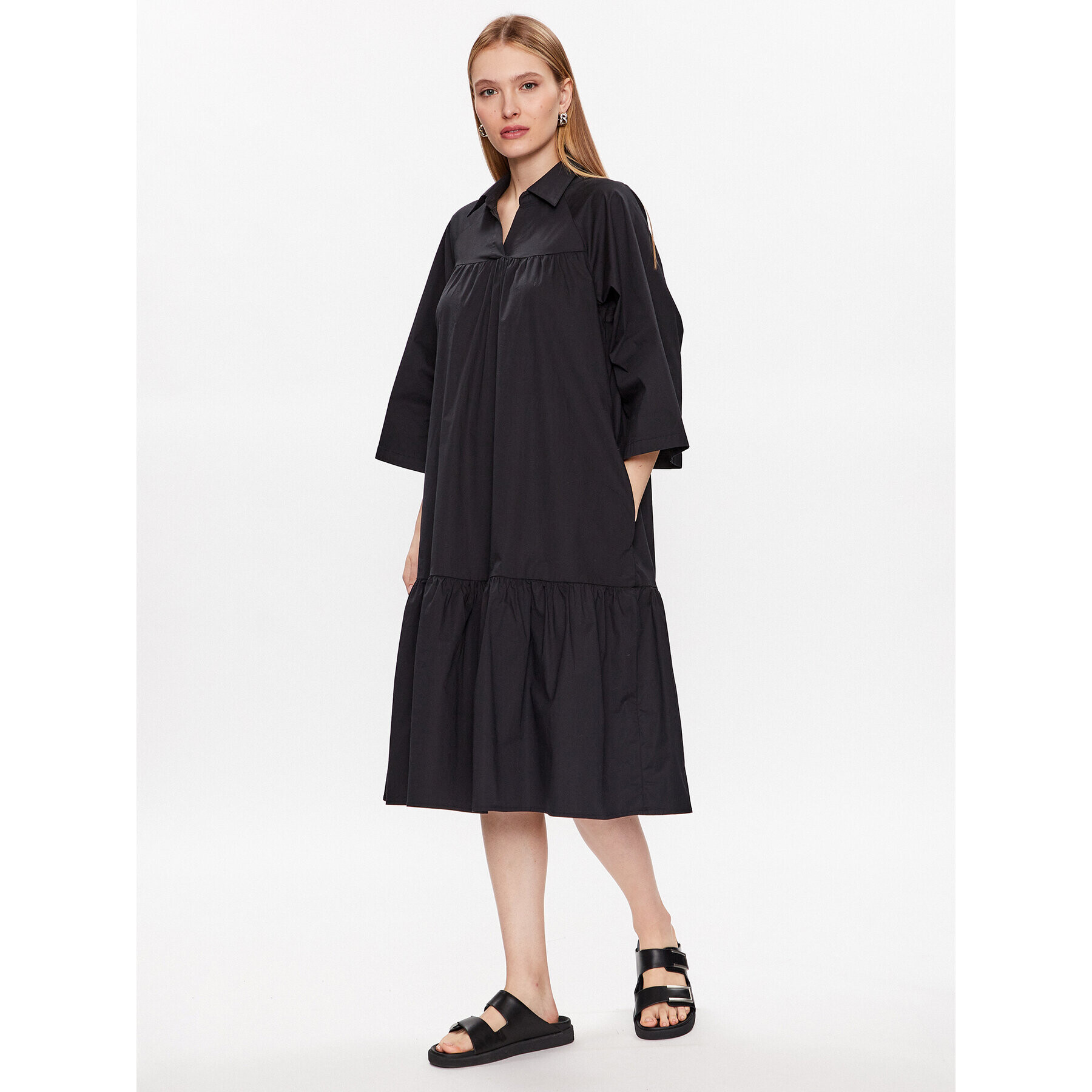 Moss Copenhagen Rochie tip cămașă Danaya 17266 Negru Regular Fit - Pled.ro