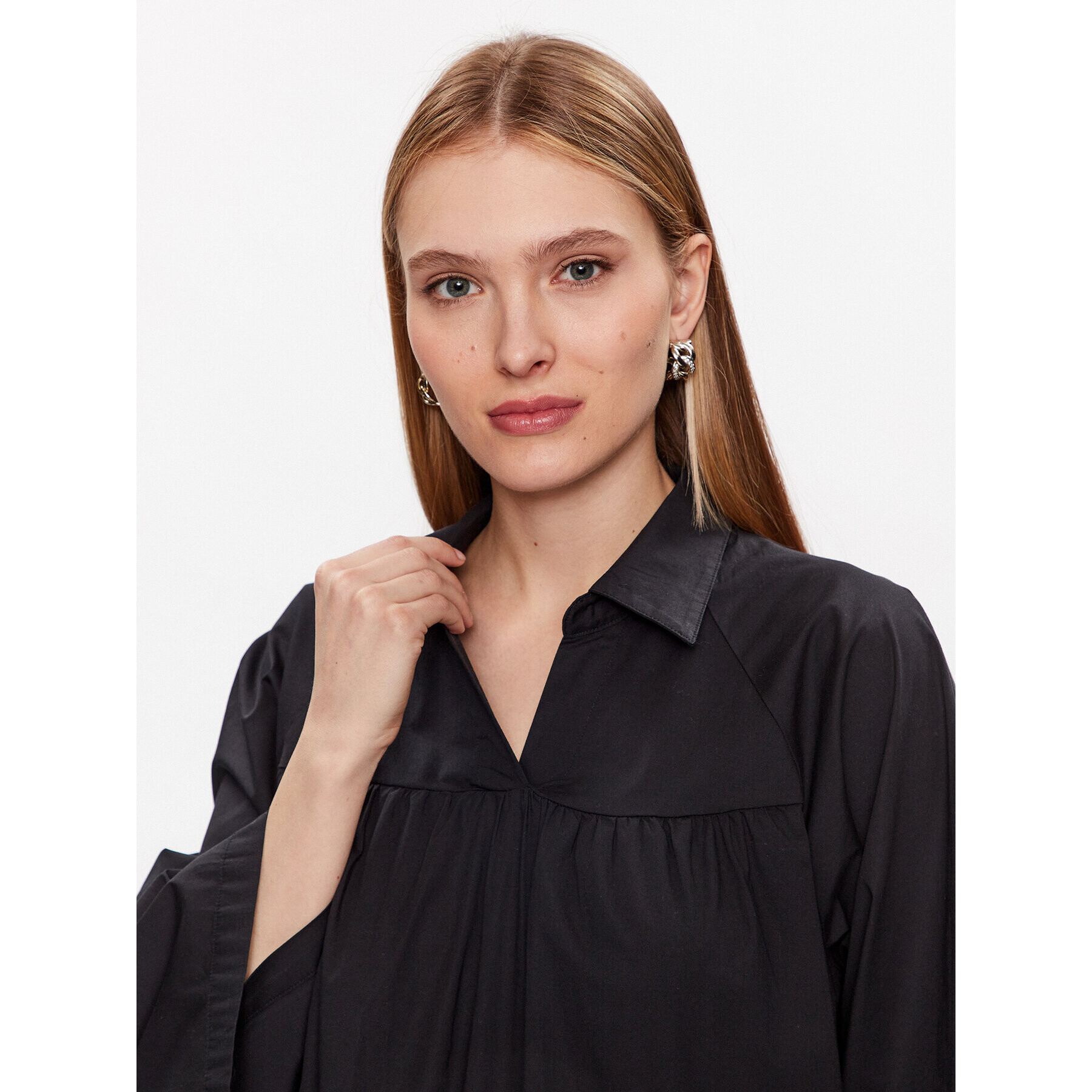 Moss Copenhagen Rochie tip cămașă Danaya 17266 Negru Regular Fit - Pled.ro