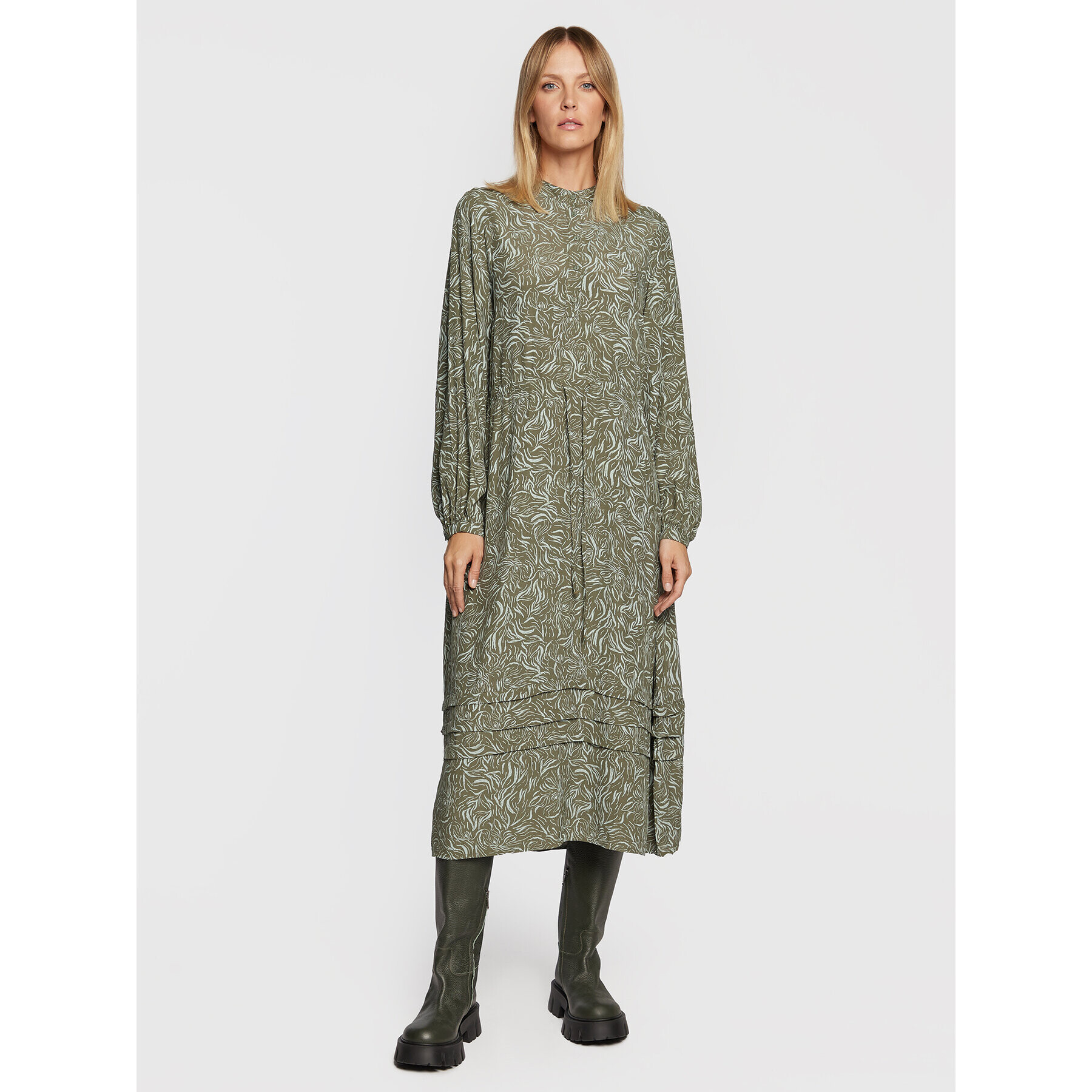 Moss Copenhagen Rochie tip cămașă Jenica 16941 Verde Regular Fit - Pled.ro