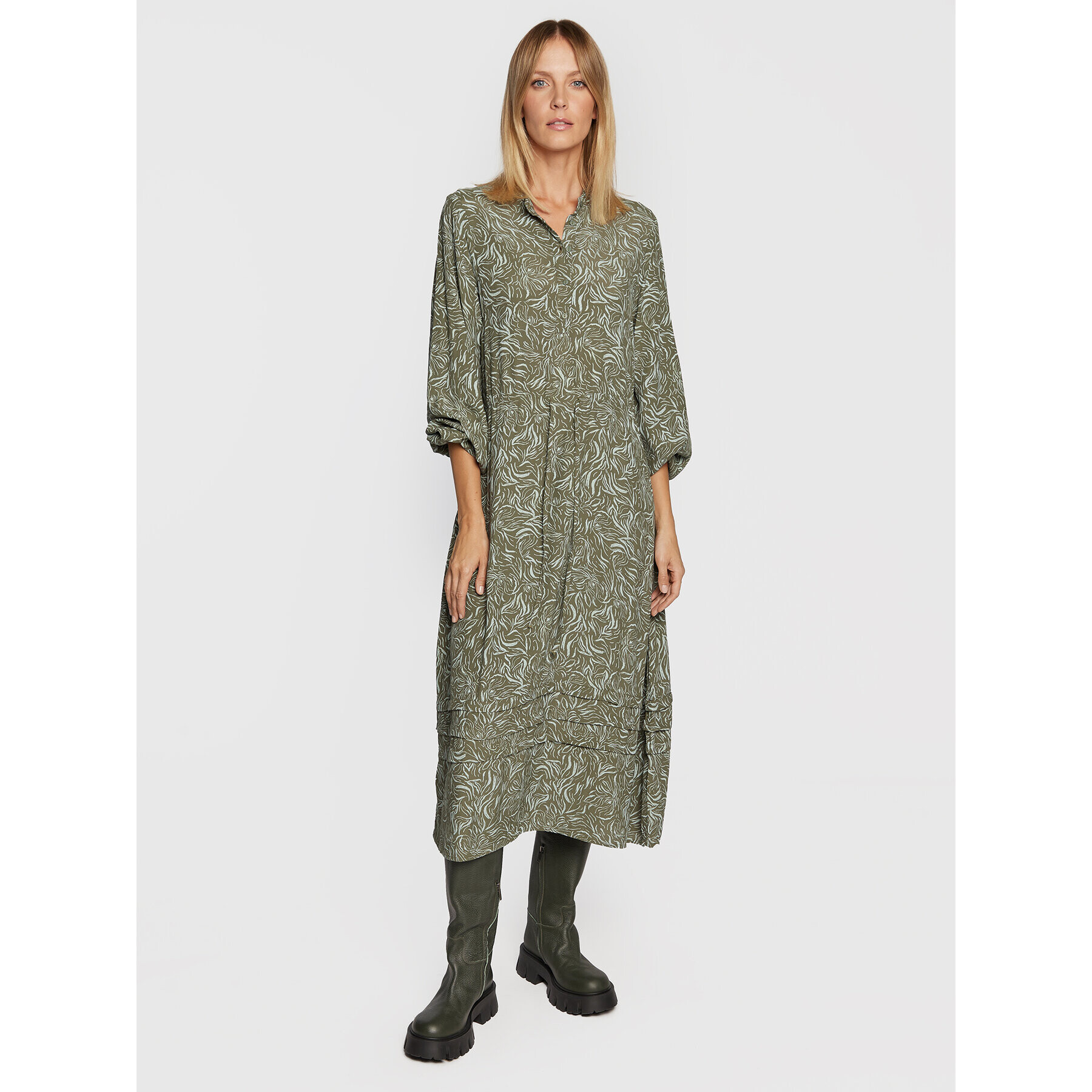 Moss Copenhagen Rochie tip cămașă Jenica 16941 Verde Regular Fit - Pled.ro