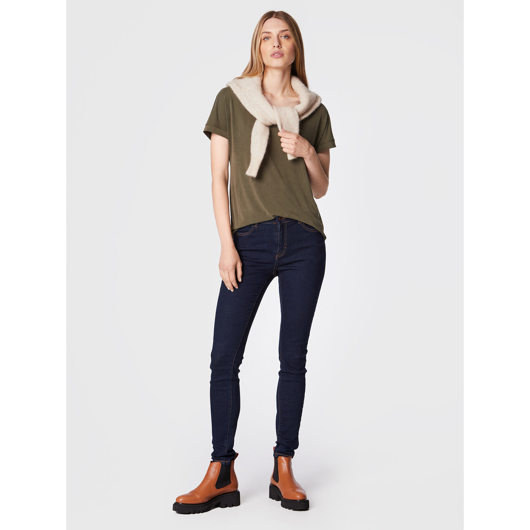 Moss Copenhagen Tricou Fenya Modal 15456 Verde Loose Fit - Pled.ro