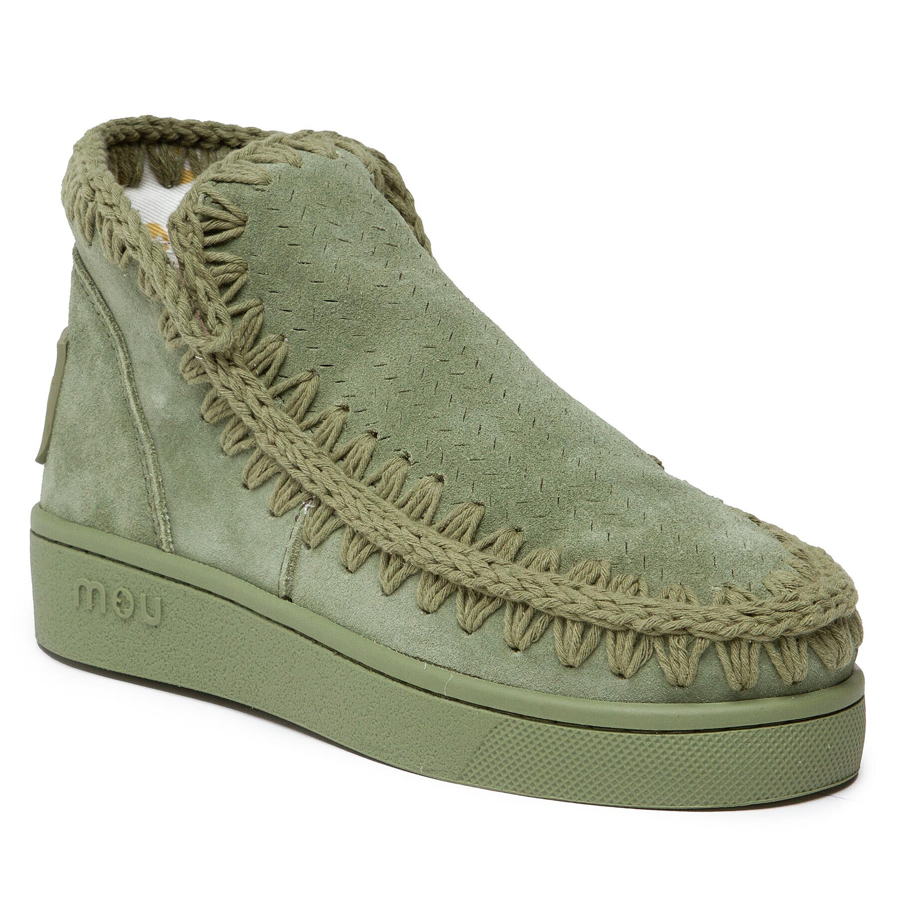 Mou Pantofi Sneaker Monochrome Suede Matching Rubber Patch SW211021O Verde - Pled.ro