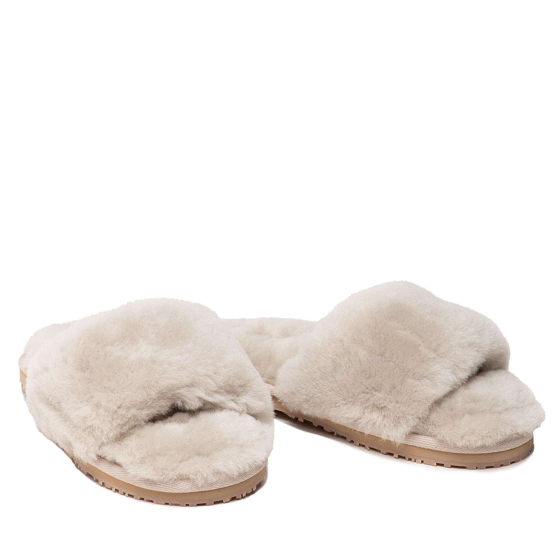 Mou Papuci de casă Sheepskin Fur Slide Slipper FW161001L Bej - Pled.ro