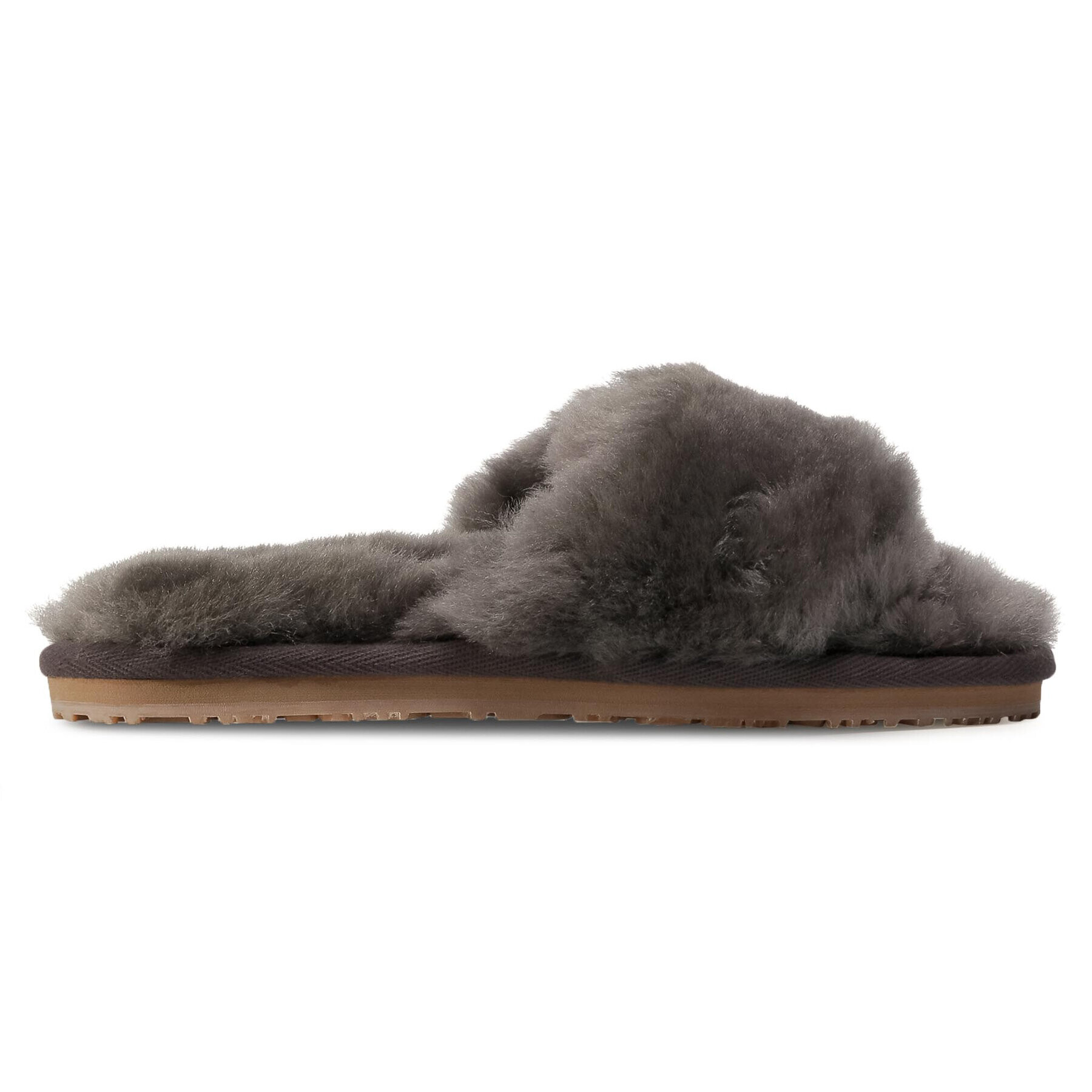 Mou Șlapi Sheepskin Fur Slide Slipper FW161001L Gri - Pled.ro