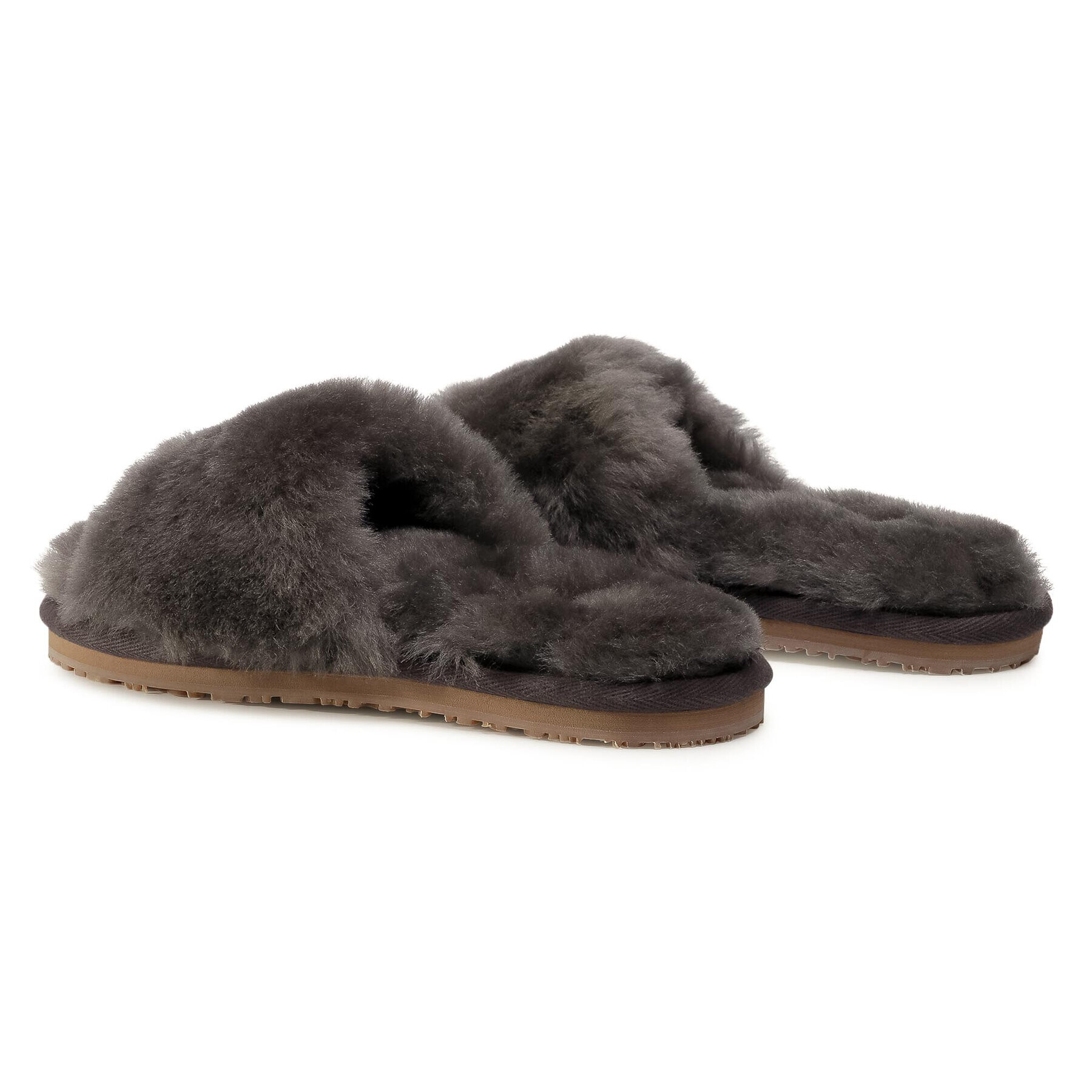 Mou Șlapi Sheepskin Fur Slide Slipper FW161001L Gri - Pled.ro