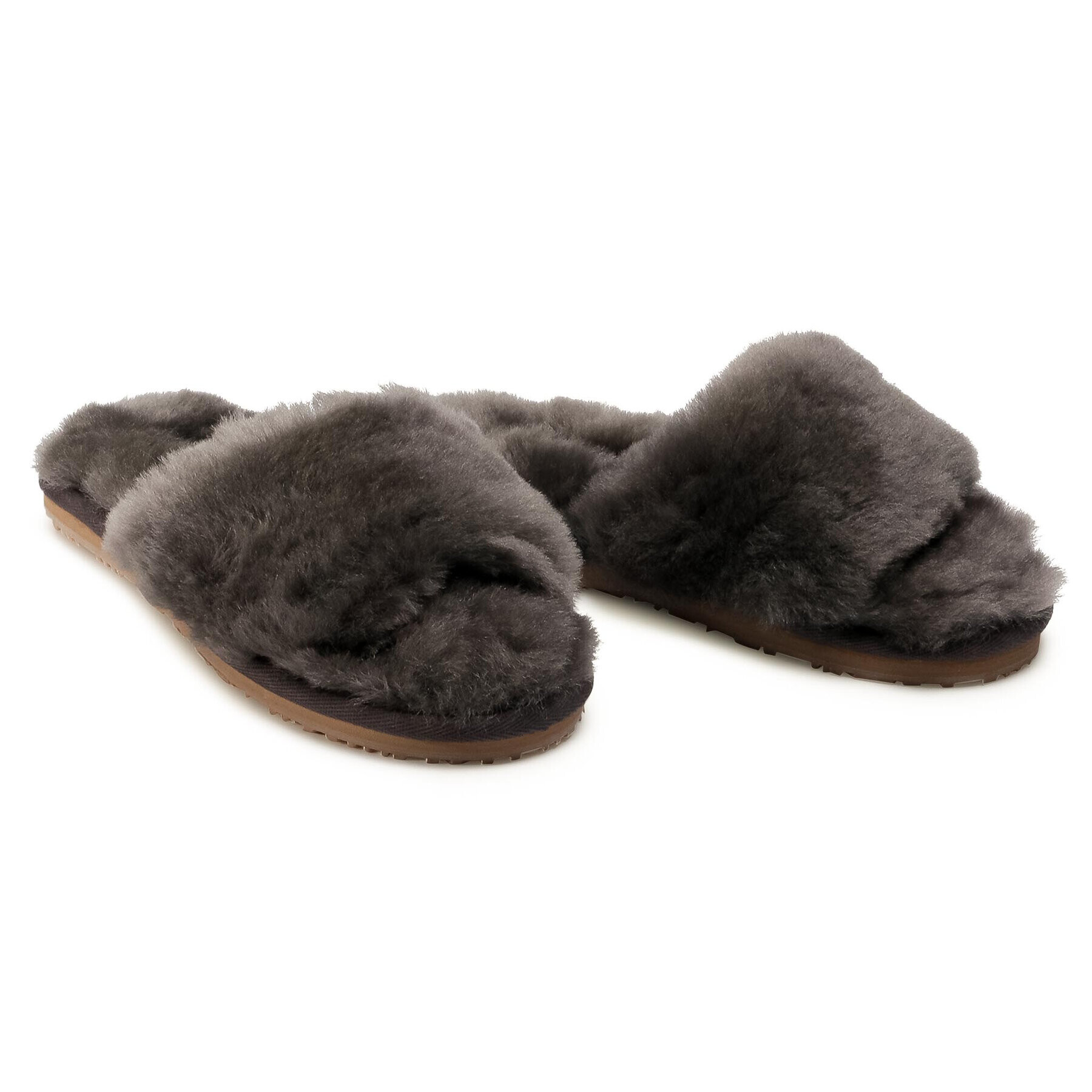 Mou Șlapi Sheepskin Fur Slide Slipper FW161001L Gri - Pled.ro