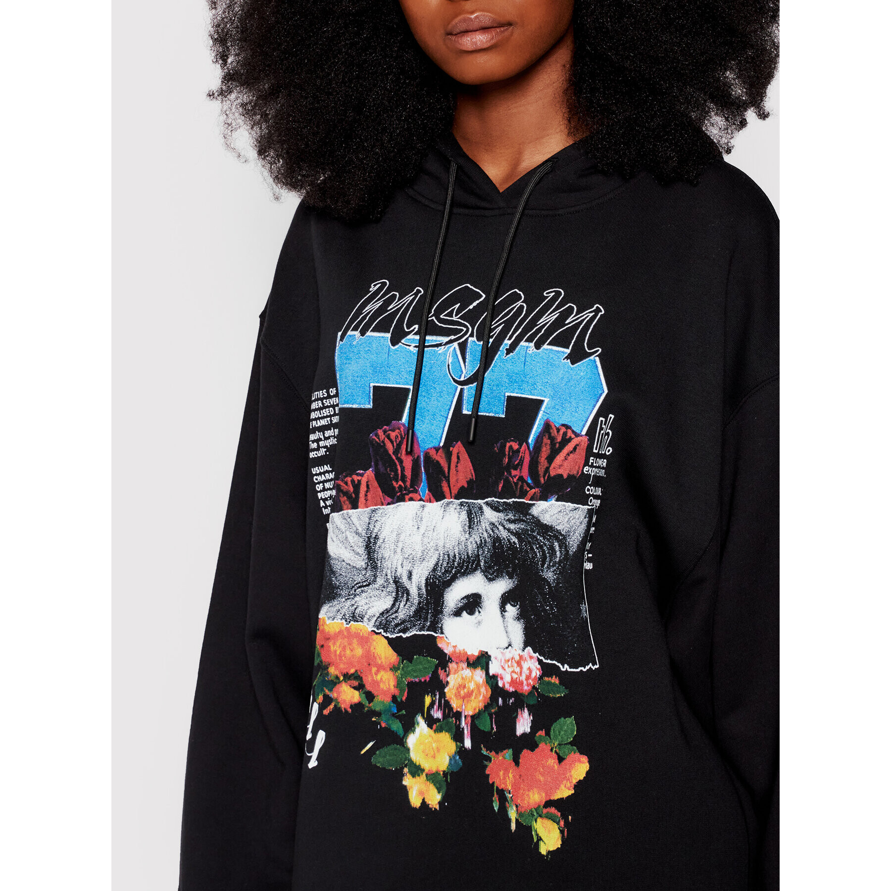 MSGM Bluză 3141MDM109 217799 Negru Oversize - Pled.ro