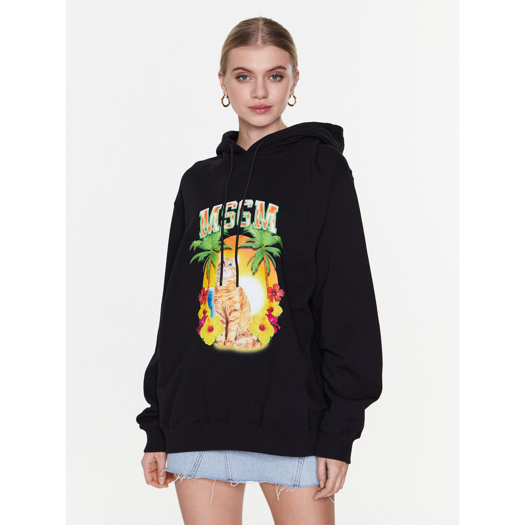 MSGM Bluză 3441MDM214 237000 Negru Relaxed Fit - Pled.ro