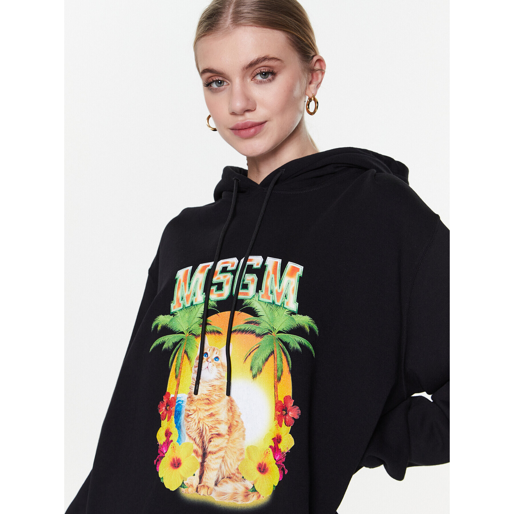 MSGM Bluză 3441MDM214 237000 Negru Relaxed Fit - Pled.ro