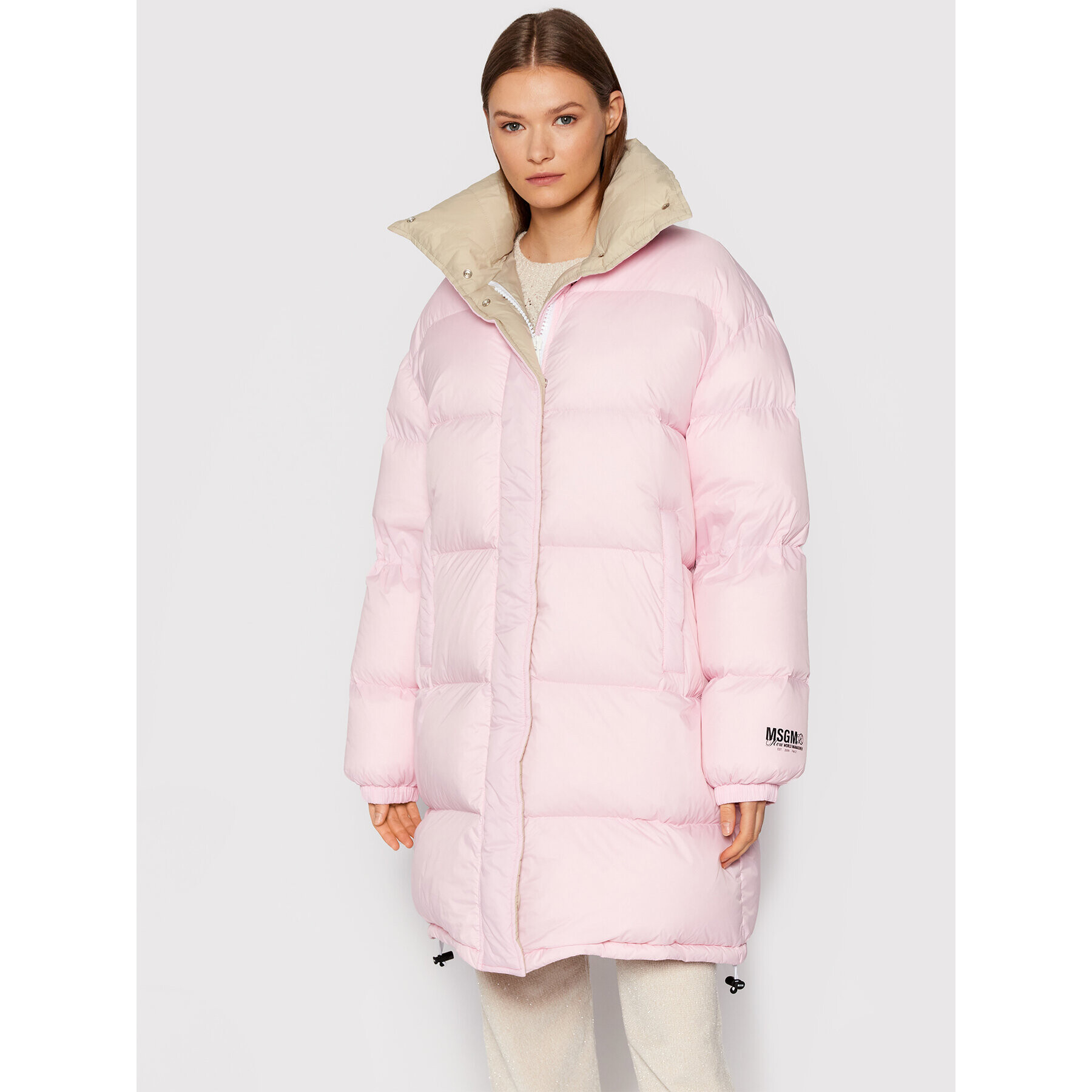 MSGM Geacă din puf 3141MDH06X 217702 Roz Oversize - Pled.ro