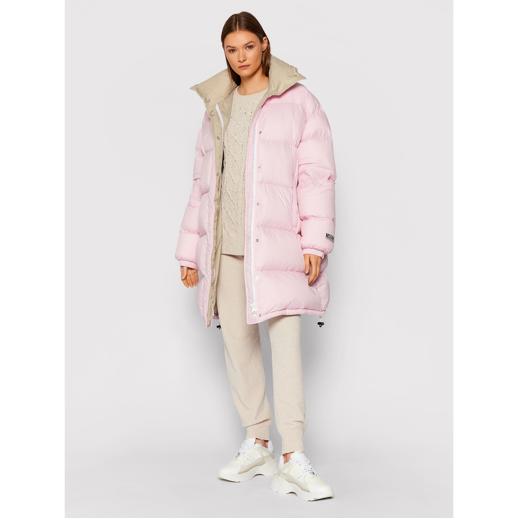 MSGM Geacă din puf 3141MDH06X 217702 Roz Oversize - Pled.ro