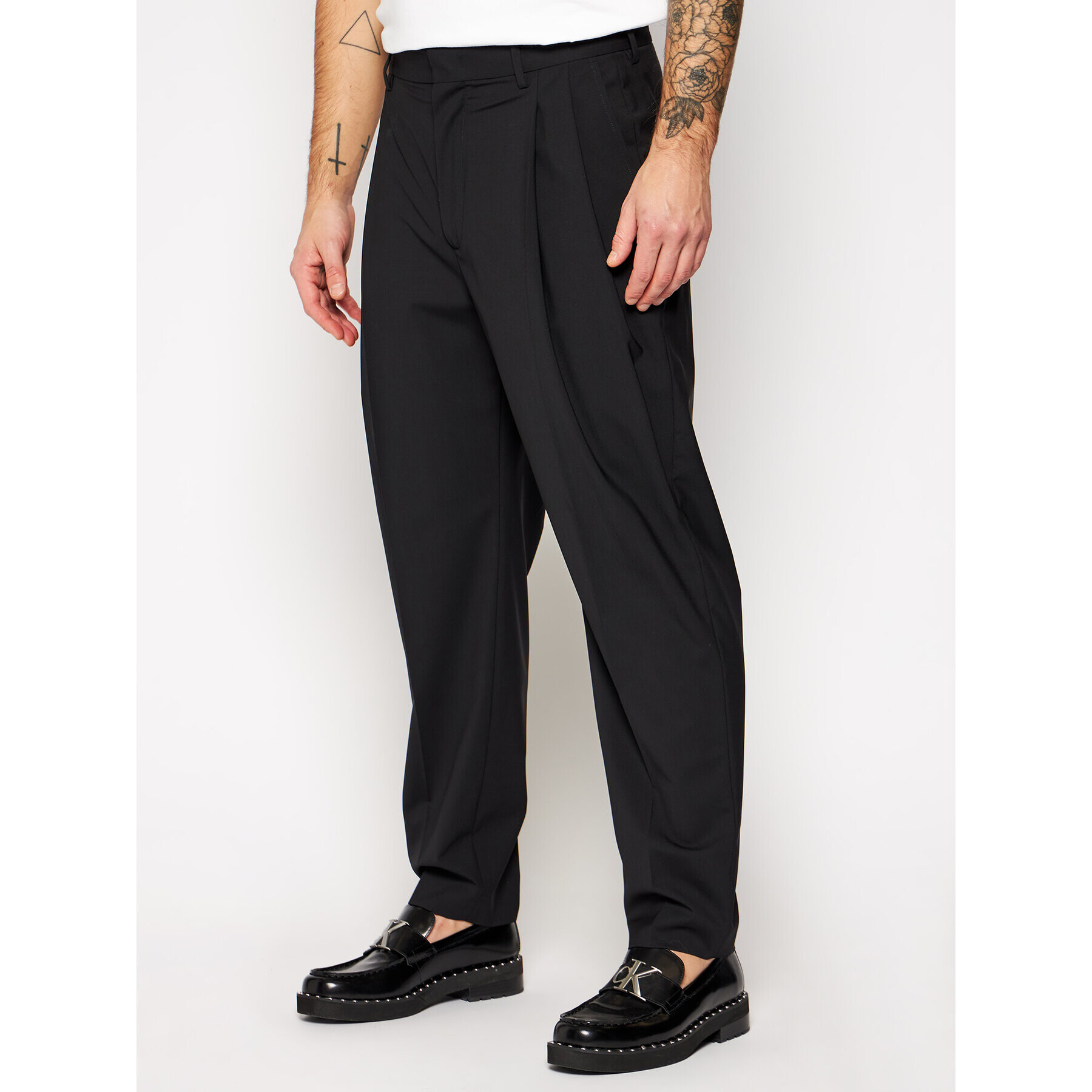 MSGM Pantaloni din material 2940MP06 207519 Negru Regular Fit - Pled.ro