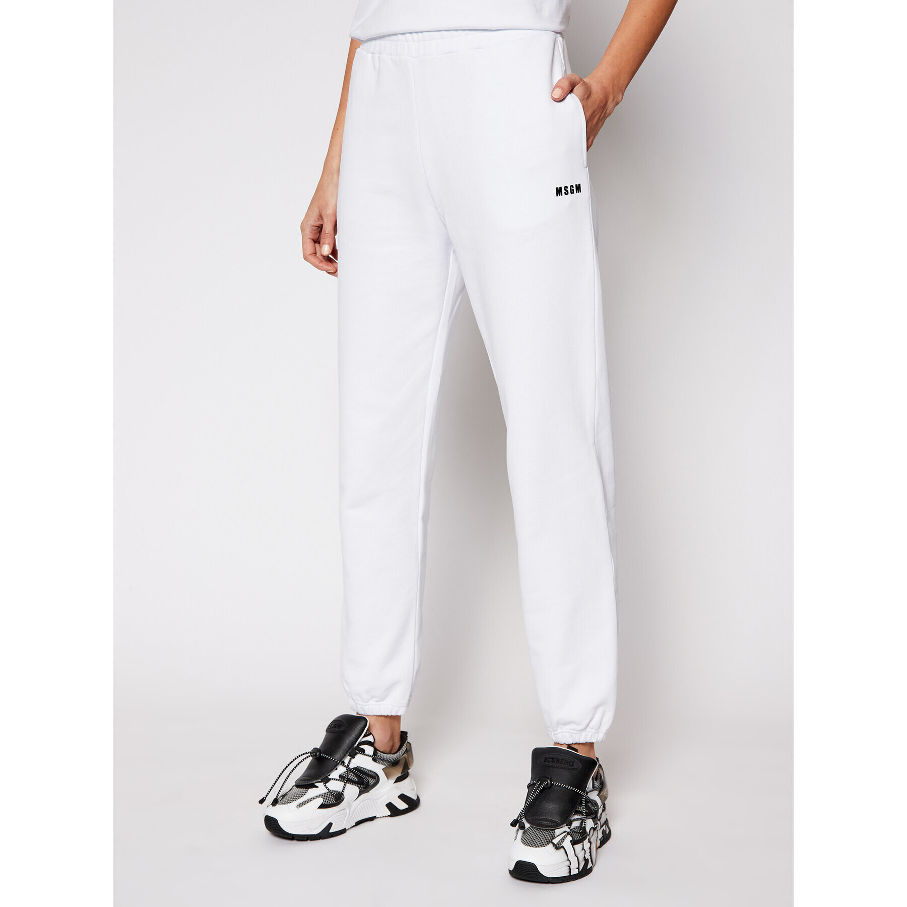 MSGM Pantaloni trening 3041MDP64 217299 Alb Regular Fit - Pled.ro