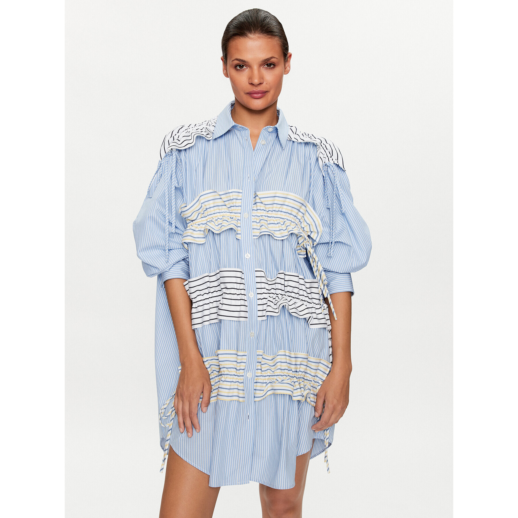 MSGM Rochie tip cămașă 3441MDA01Y 237010 Albastru Regular Fit - Pled.ro