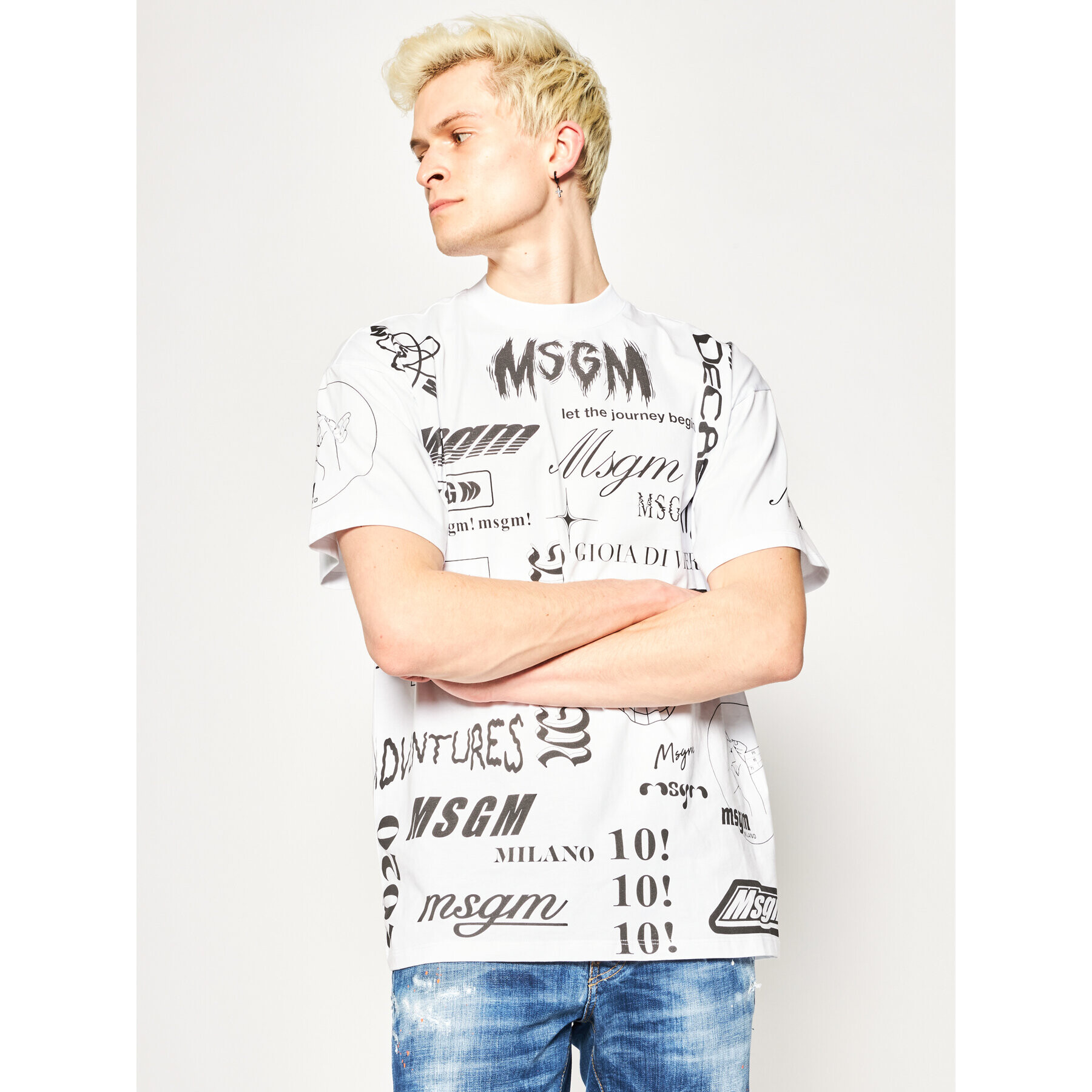 MSGM Tricou 2840MM101 207098 Alb Regular Fit - Pled.ro