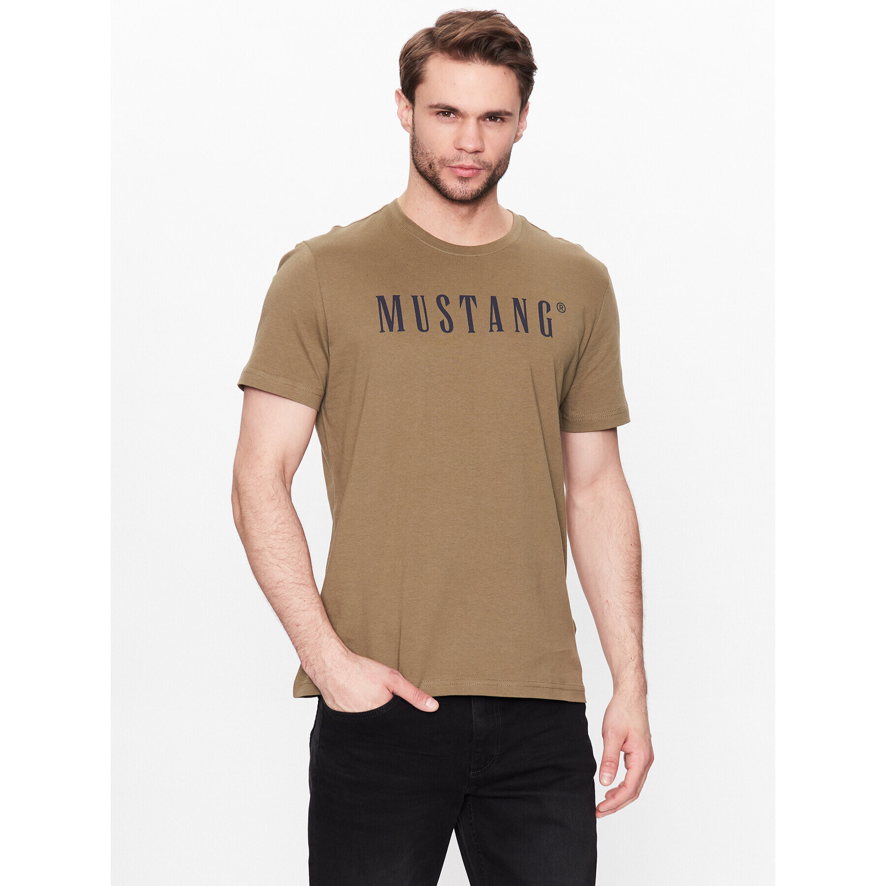 Mustang Tricou Alex 1013221 Verde Regular Fit - Pled.ro