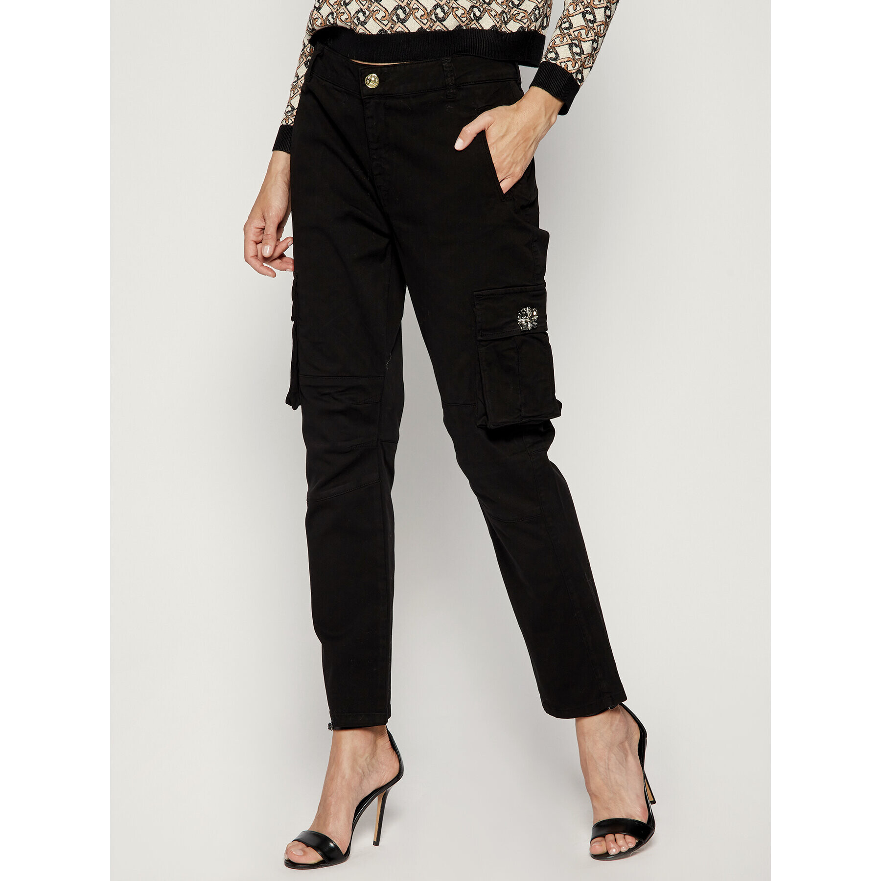 My Twin Pantaloni din material 192MP2413 Negru Regular Fit - Pled.ro