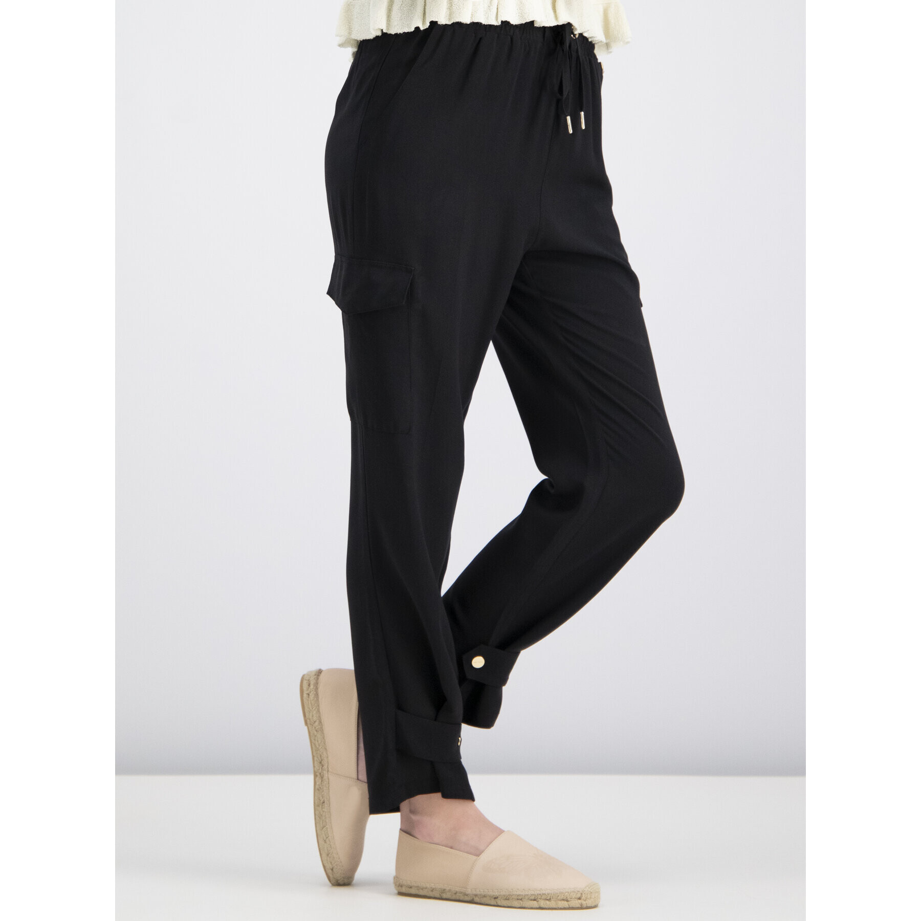 My Twin Pantaloni din material Cargo 191MT2312 Negru Regular Fit - Pled.ro