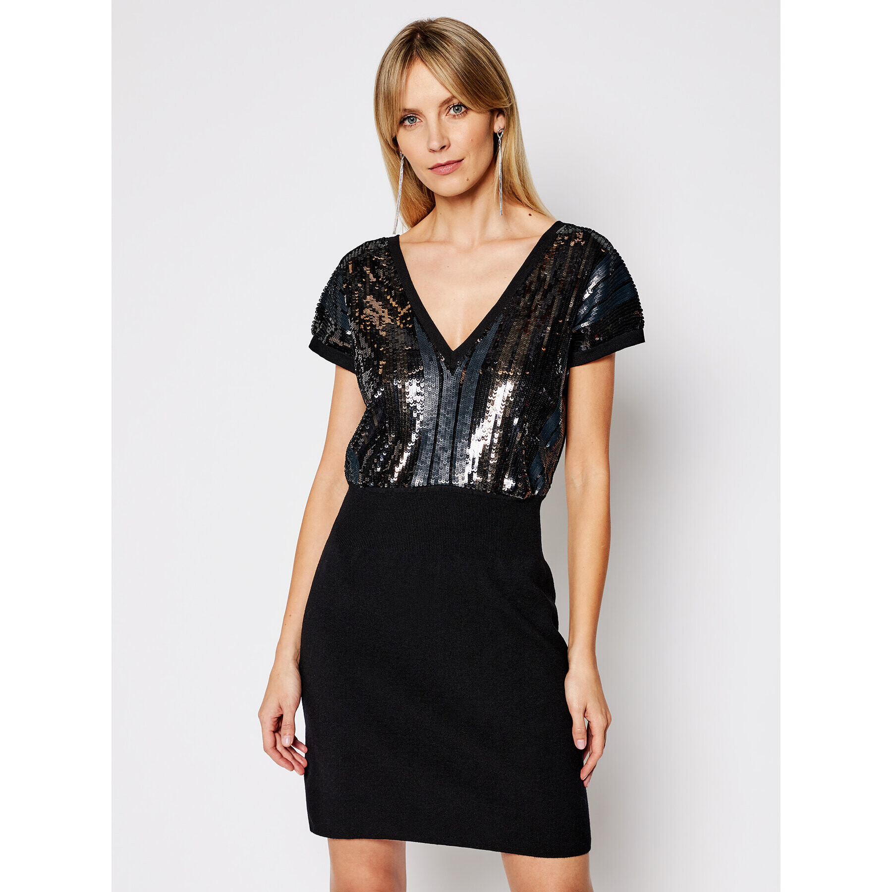 My Twin Rochie cocktail 202MP3042 Negru Slim Fit - Pled.ro