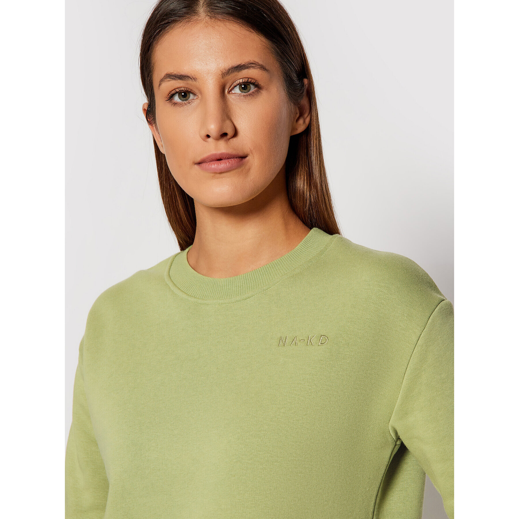 NA-KD Bluză Logo Basic 1044-000155-4083-003 Verde Regular Fit - Pled.ro