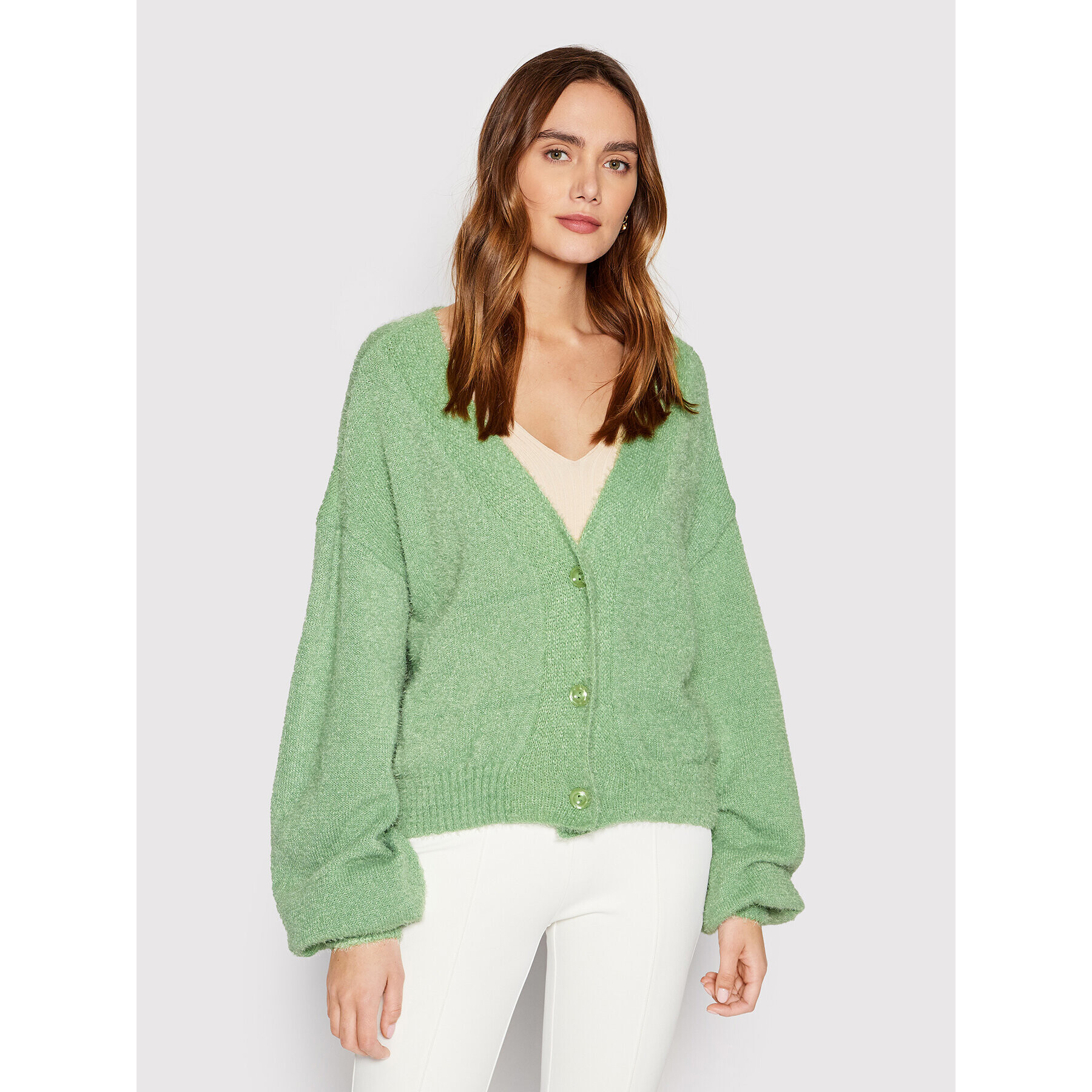 NA-KD Cardigan Knitted 1018-008608-1433-003 Verde Oversize - Pled.ro