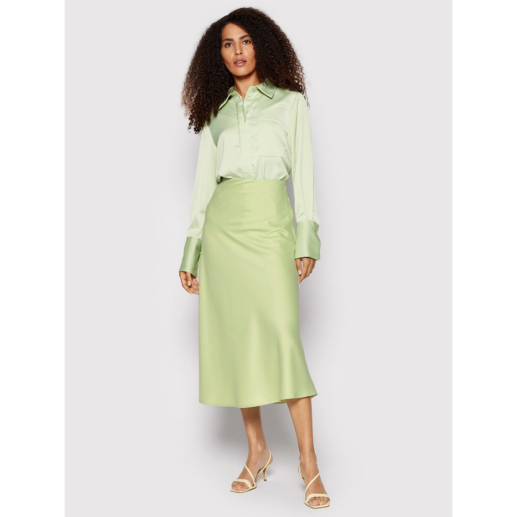 NA-KD Fustă midi 1018-008286-1433-581 Verde Regular Fit - Pled.ro