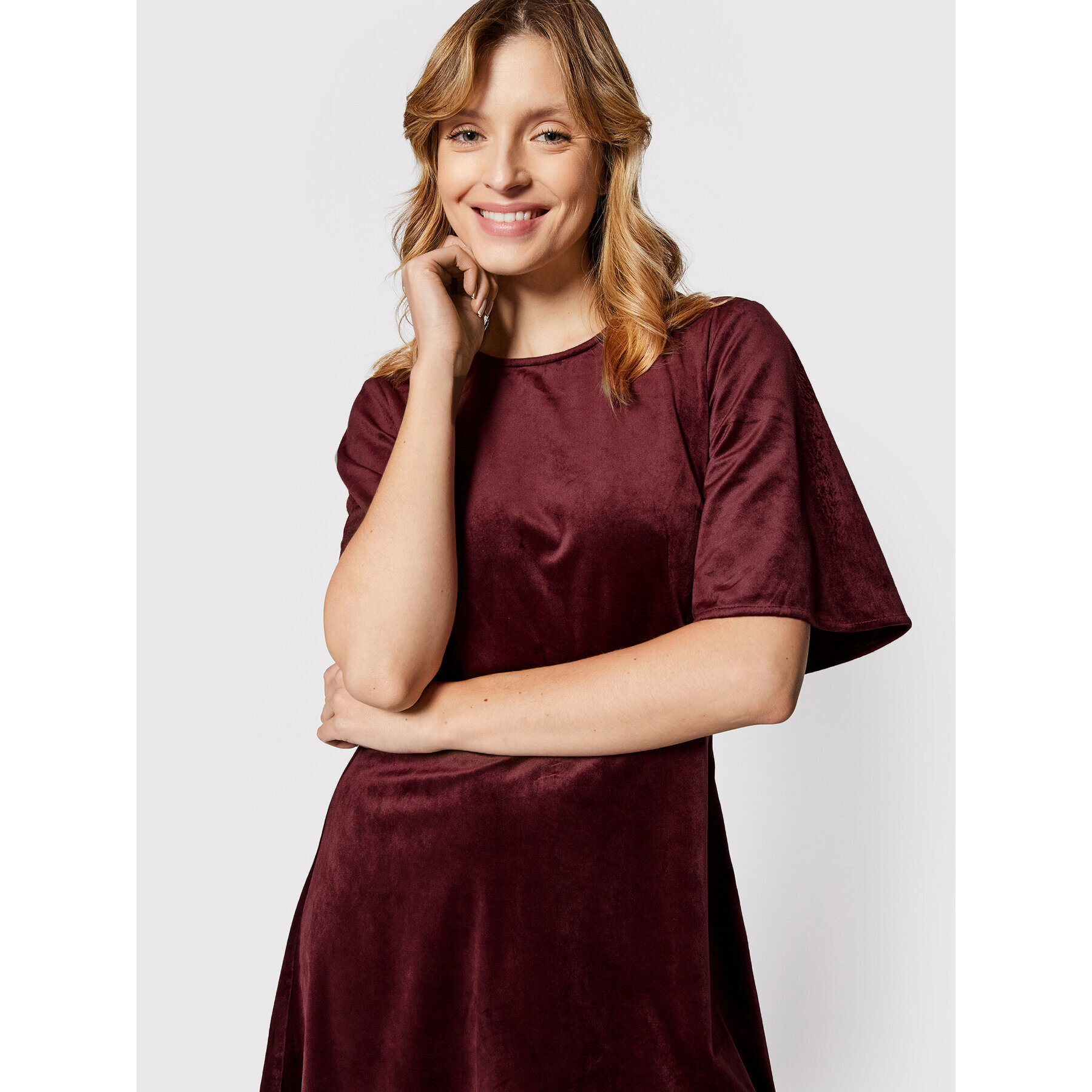 NA-KD Rochie de zi Velvet 1100-004520-0212-581 Vișiniu Regular Fit - Pled.ro