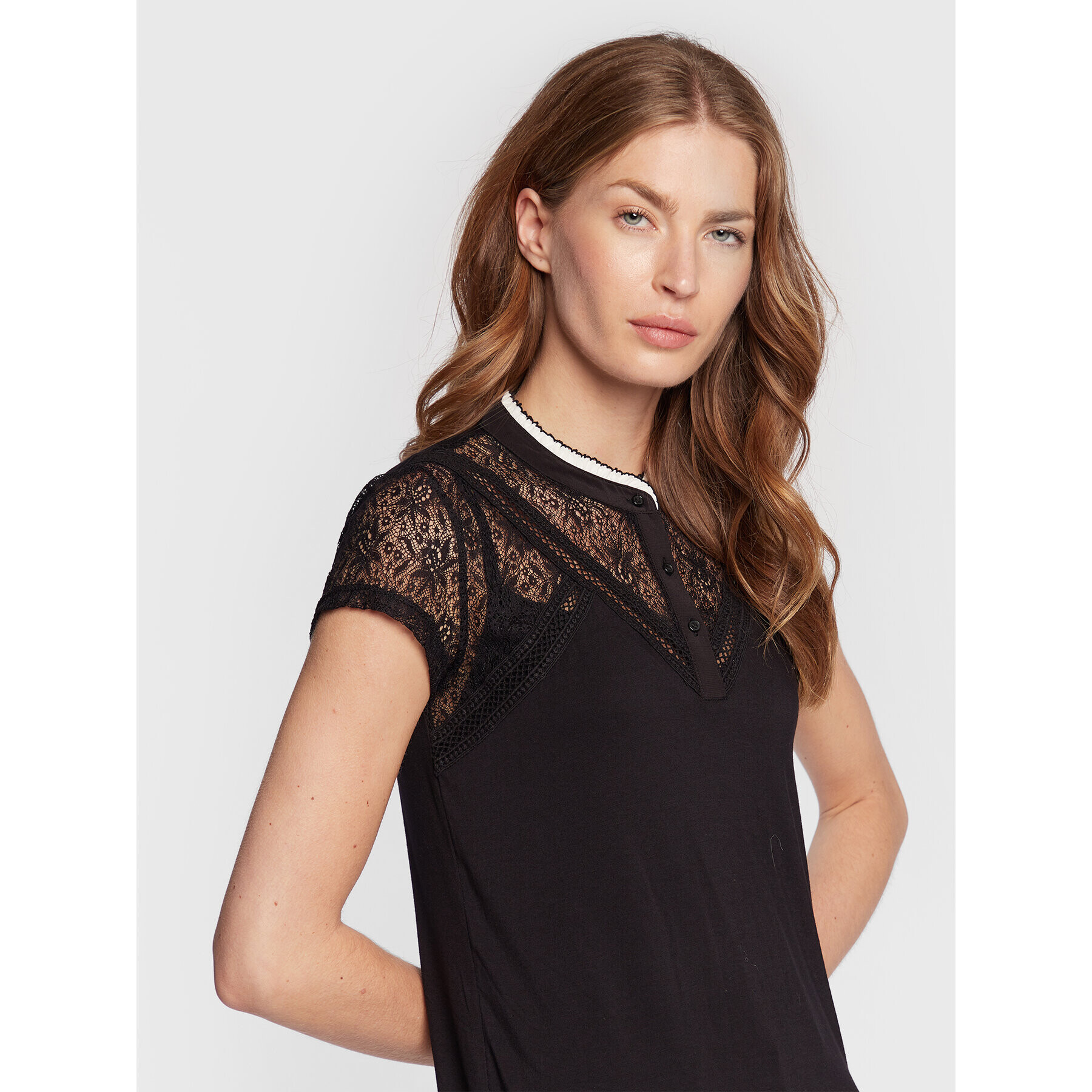 NAF NAF Bluză Opeter DNT8Z Negru Regular Fit - Pled.ro