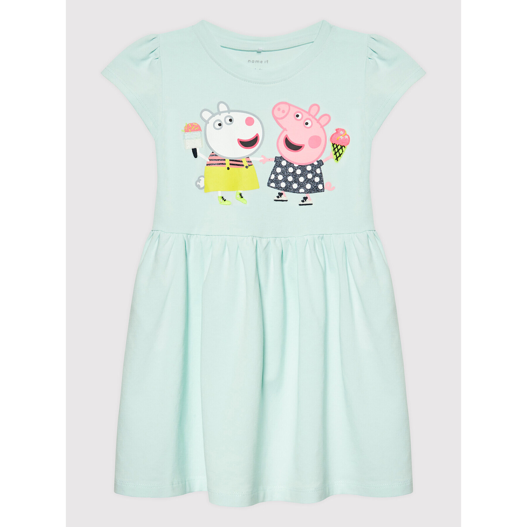 NAME IT Rochie de zi PEPPA PIG 13201306 Verde Regular Fit - Pled.ro