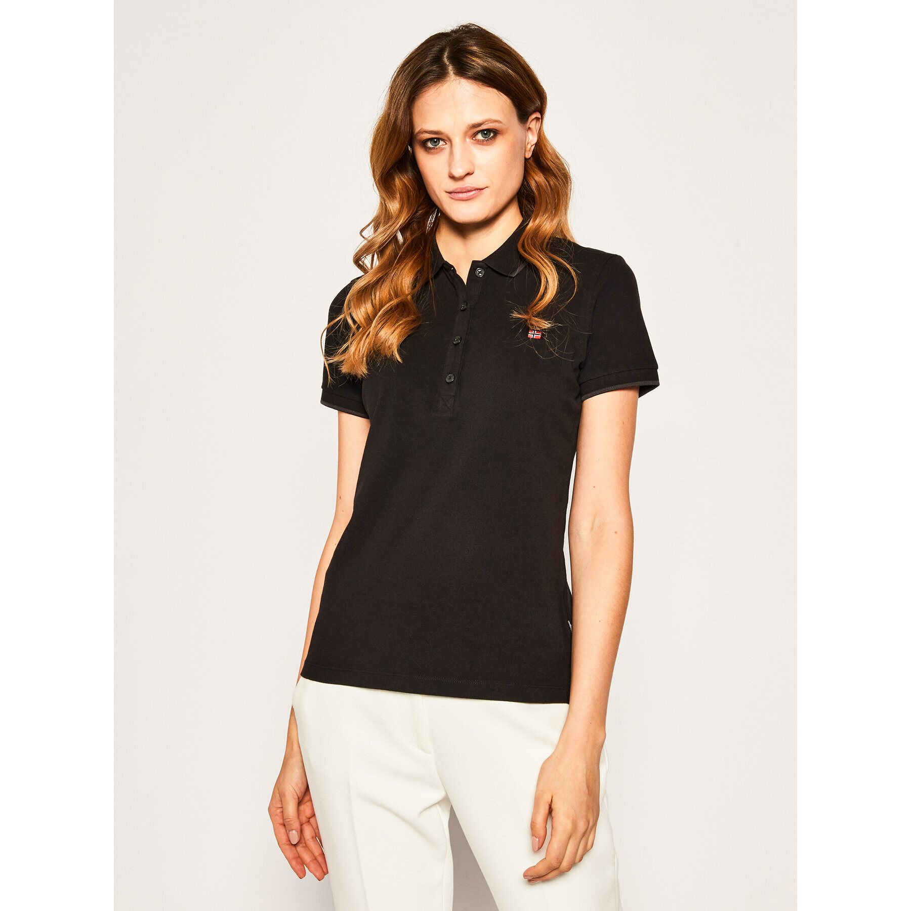 Napapijri Tricou polo Elma Piquet 2 NP0A4EDQ0 Negru Regular Fit - Pled.ro