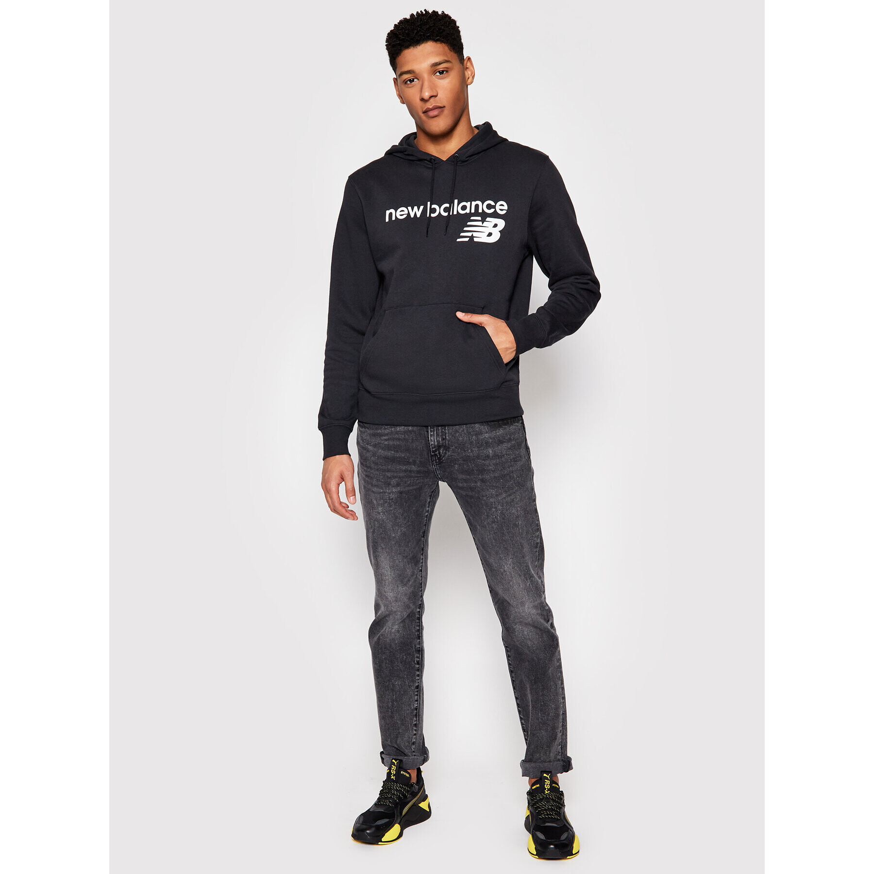 New Balance Bluză C C F Hoodie MT03910 Negru Relaxed Fit - Pled.ro