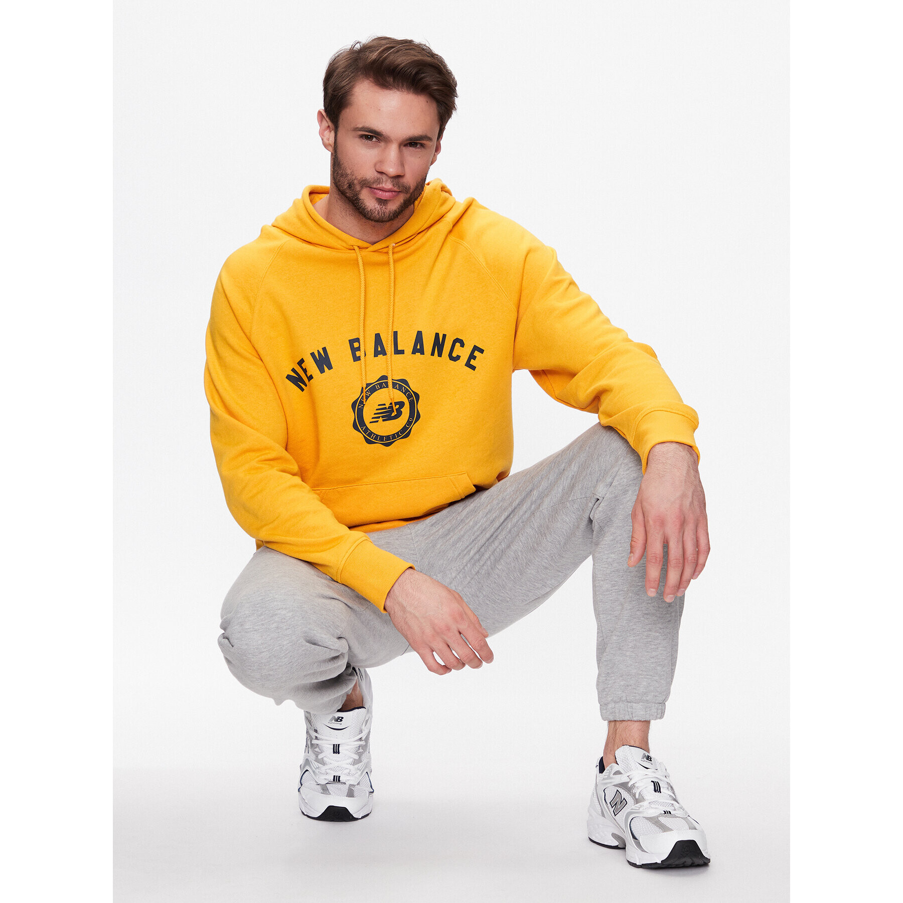 New Balance Bluză Dukserica Sport Seasonal French Terry MT31901 Galben Relaxed Fit - Pled.ro