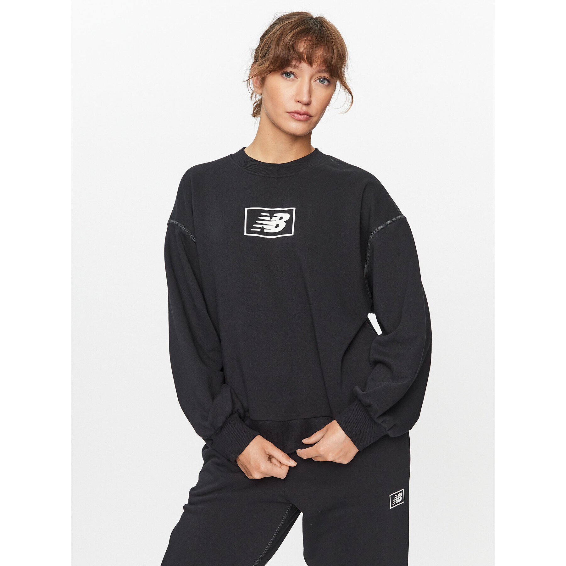 New Balance Bluză Essentials French Terry Crew WT33514 Negru Regular Fit - Pled.ro