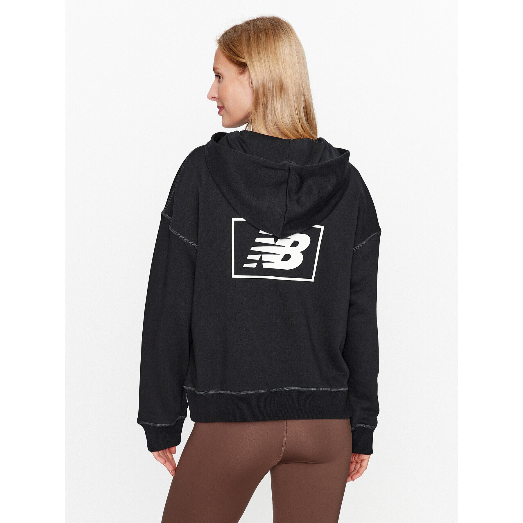 New Balance Bluză Essentials French Terry Hoodie WT33512 Negru Regular Fit - Pled.ro