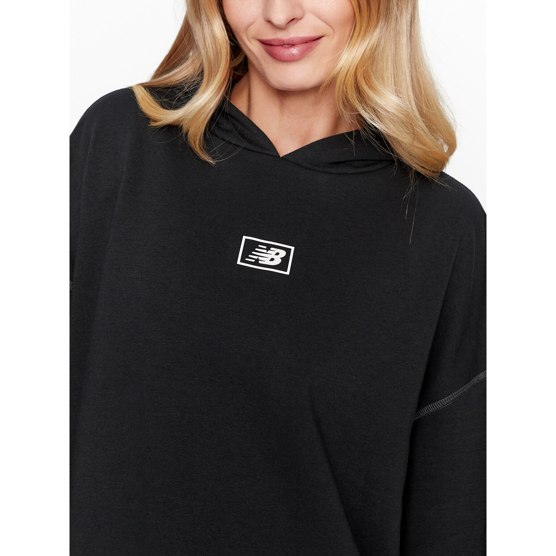 New Balance Bluză Essentials French Terry Hoodie WT33512 Negru Regular Fit - Pled.ro