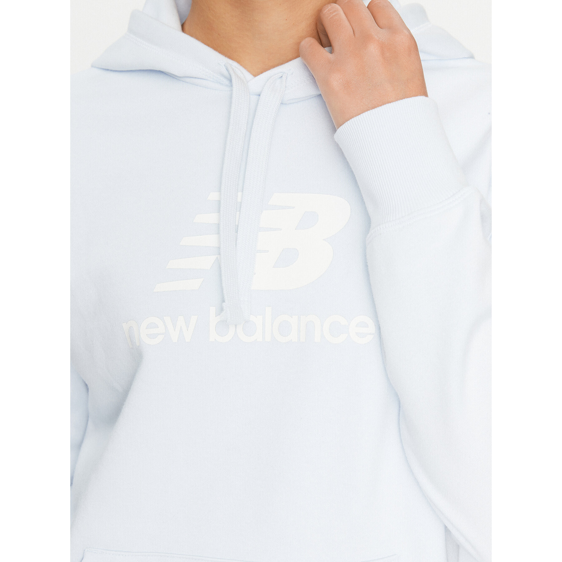 New Balance Bluză Essentials Stacked Logo Hoodie WT31533 Albastru Regular Fit - Pled.ro