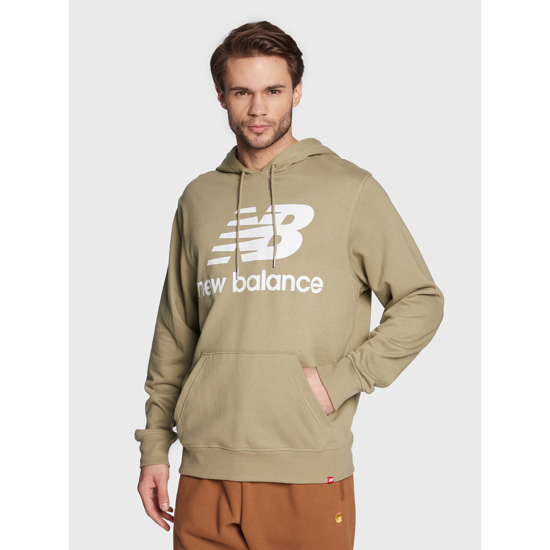 New Balance Bluză Essentials Stacked Logo MT03558 Verde Relaxed Fit - Pled.ro