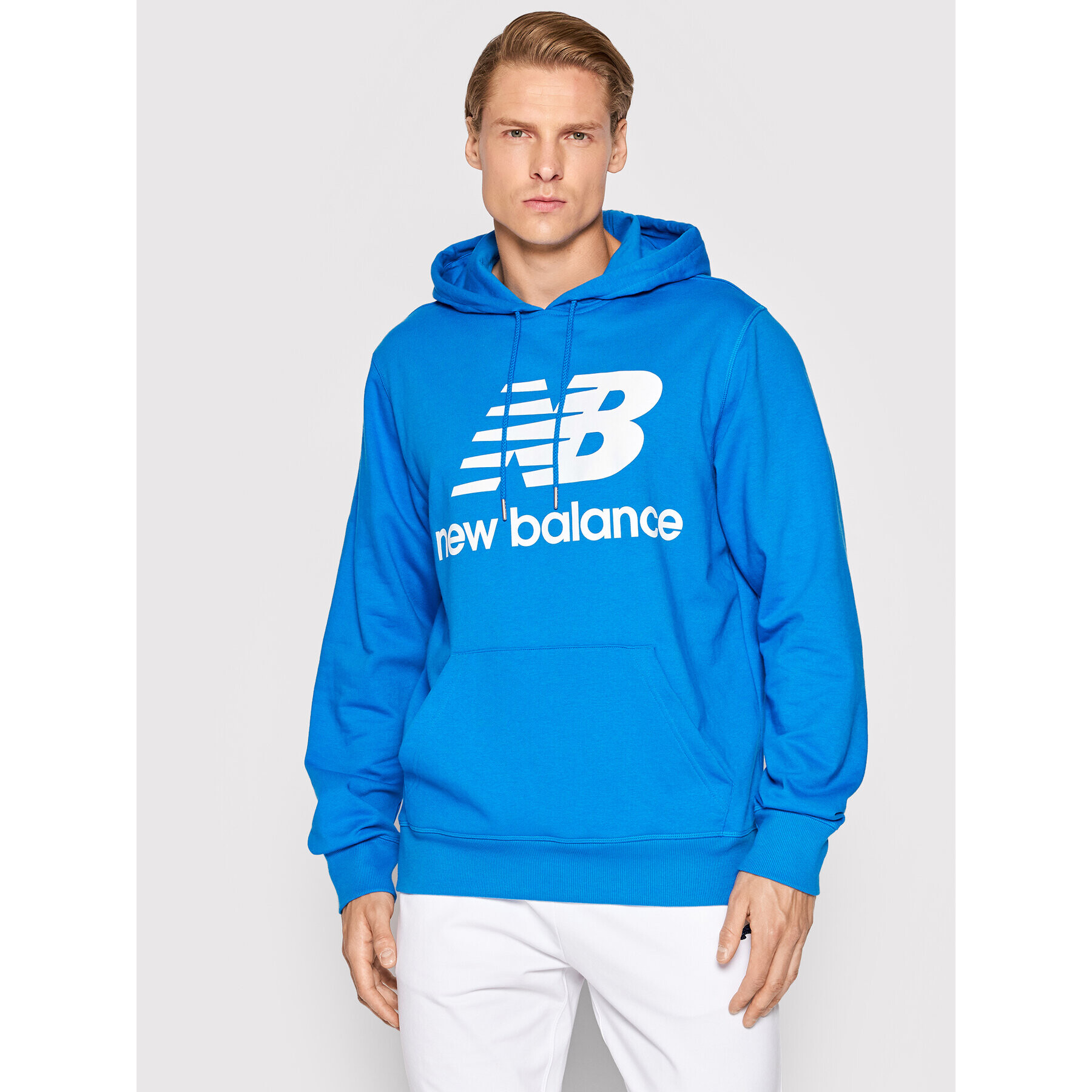 New Balance Bluză Essentials Stacked Logo MT03558 Albastru Relaxed Fit - Pled.ro